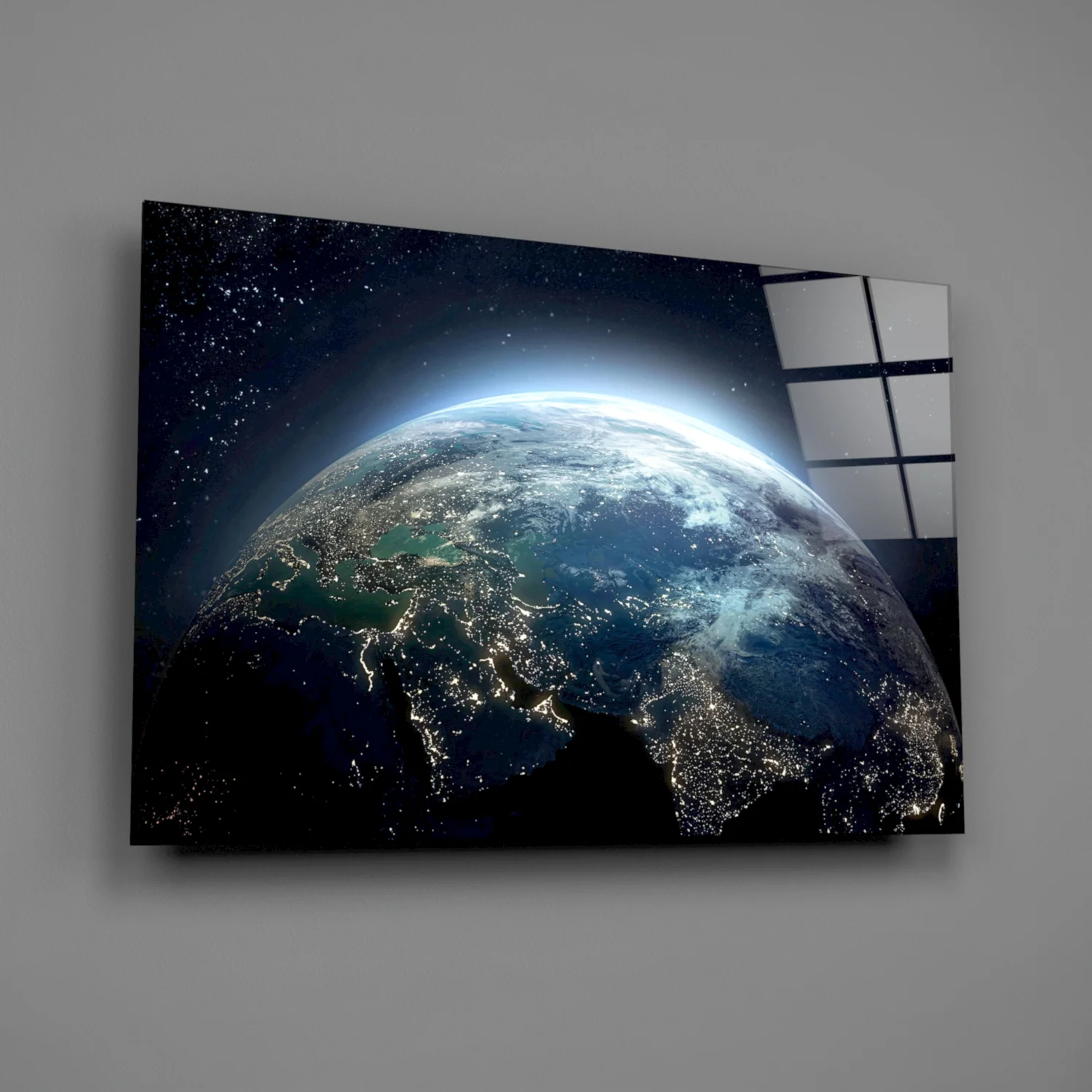 Earth City Lights Night Glass Wall Art - Image 2