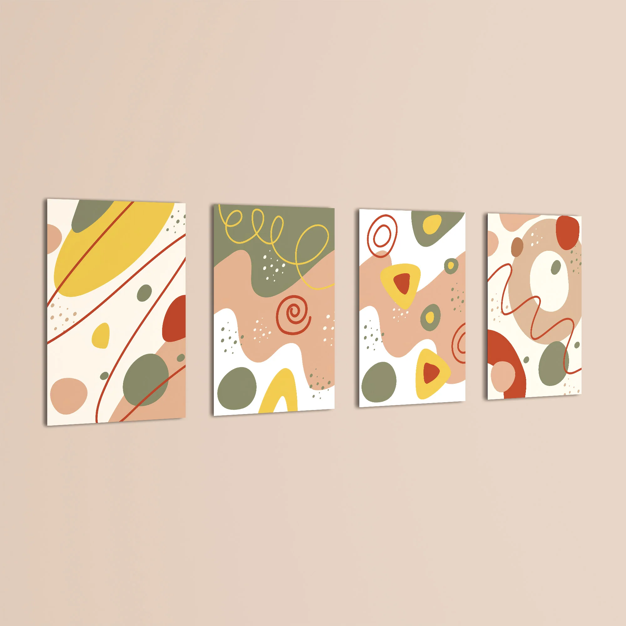 Earthy Abstract Organic Shapes 4 Pieces Kids Metal Wall Art - Image 3