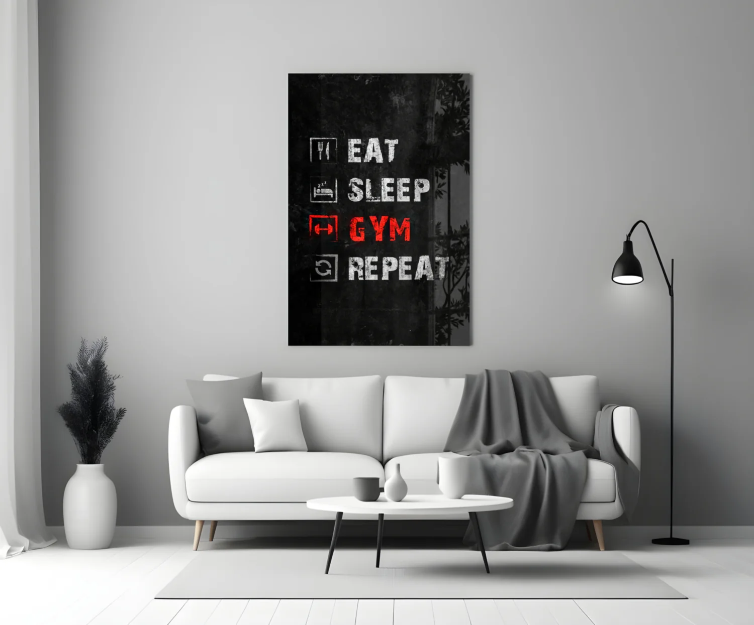 Eat, Sleep, Gym Glass Wall Art - Image 3