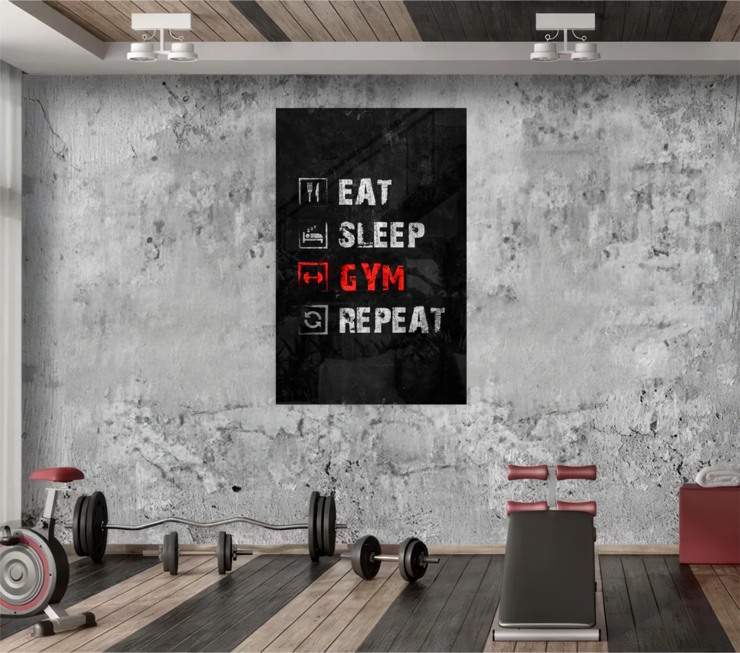 Eat, Sleep, Gym Glass Wall Art - Image 8