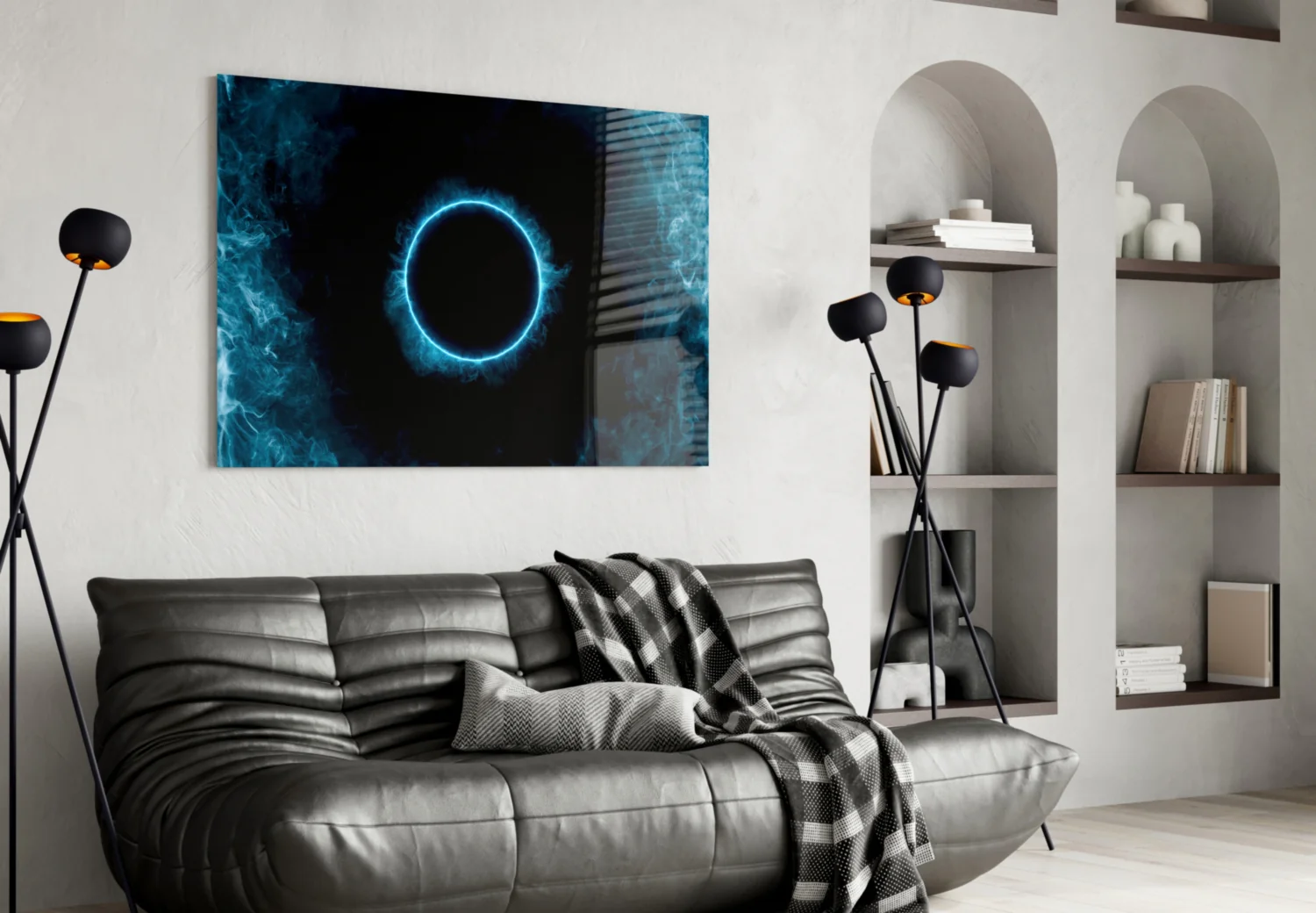 Eclipse Blue Flame Glass Wall Art - Image 4