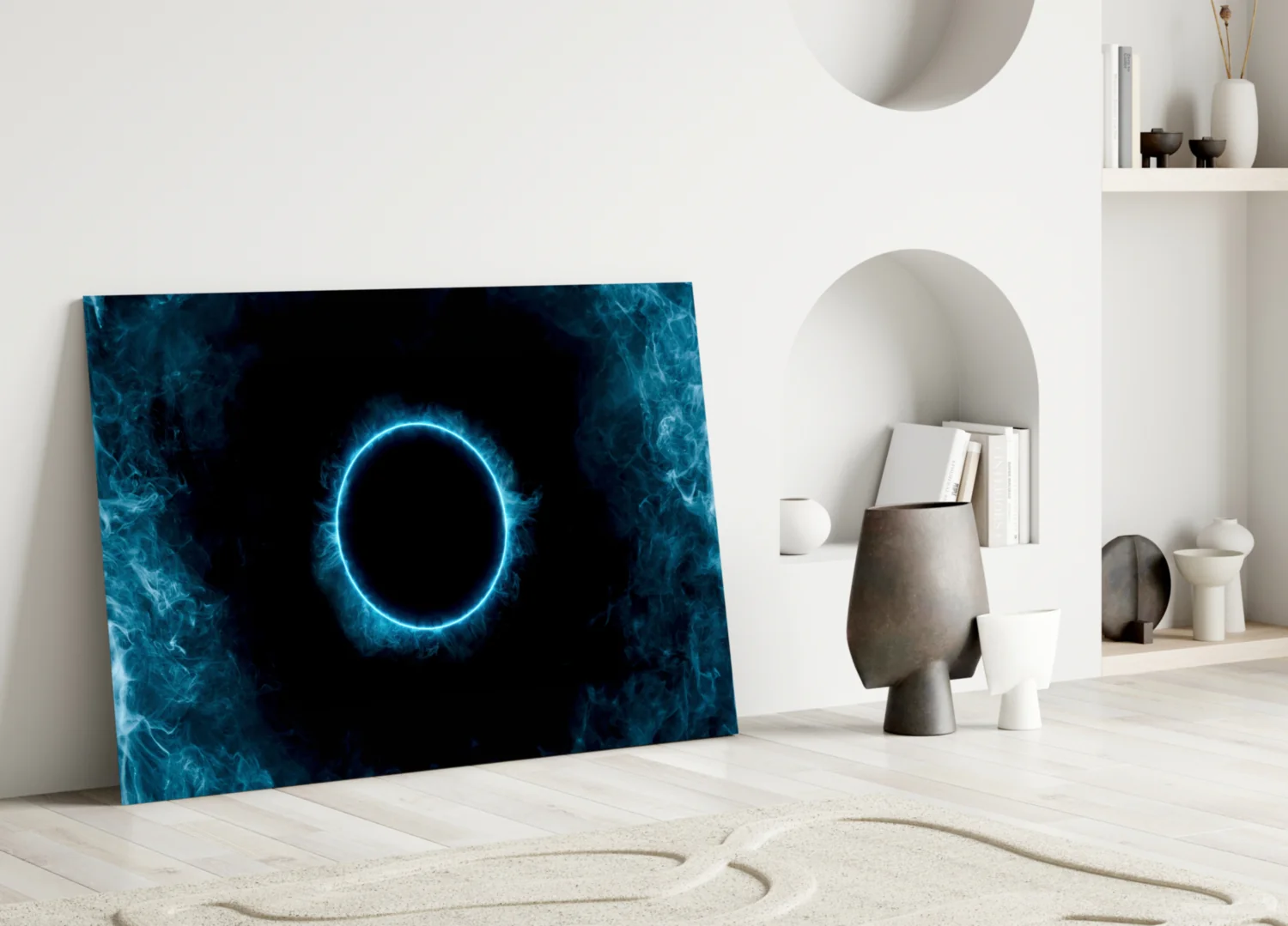 Eclipse Blue Flame Glass Wall Art - Image 5
