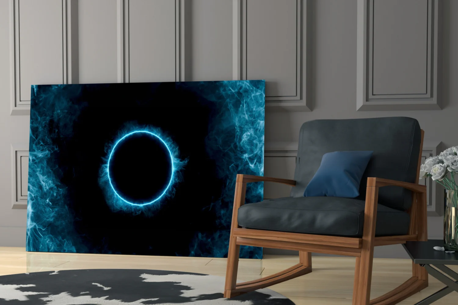 Eclipse Blue Flame Glass Wall Art - Image 7