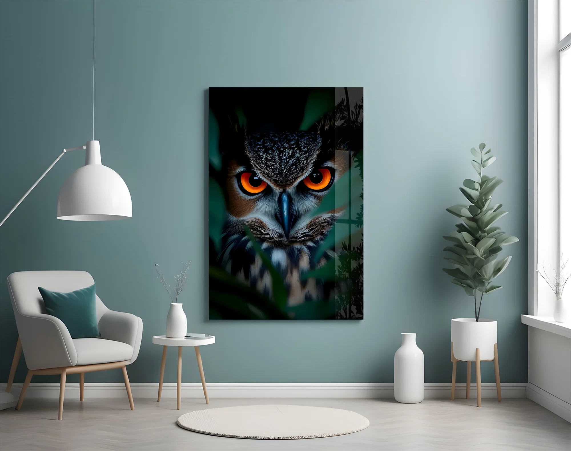 Eerie Owl Eyes Glass Wall Art - Image 4
