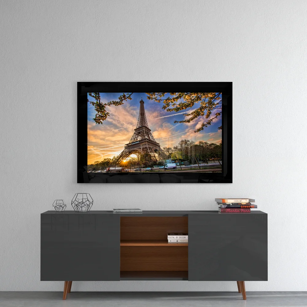 Eiffel Tower Twilight Sky Glass Wall Art - Image 4