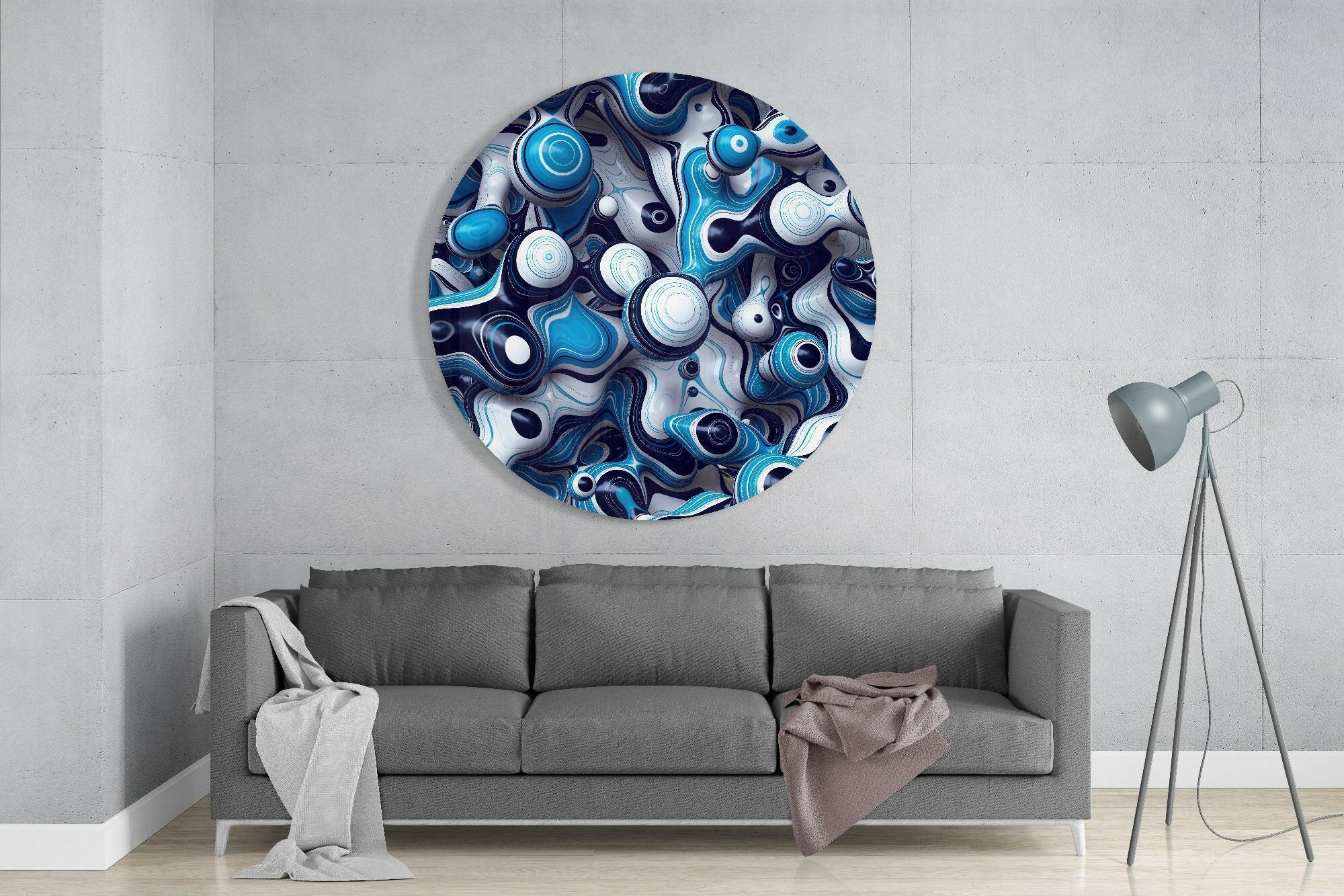 Elegant Blue Mix Glass Wall Art - Image 2