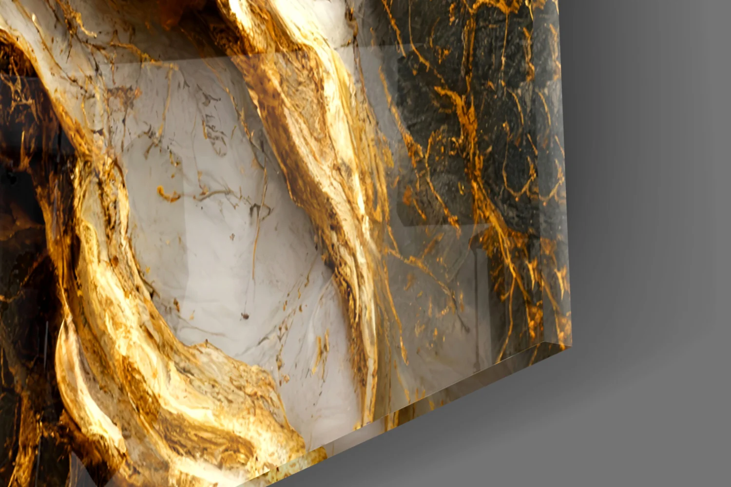 Elegant Gold Veins Marble Glass Wall Art - Image 3