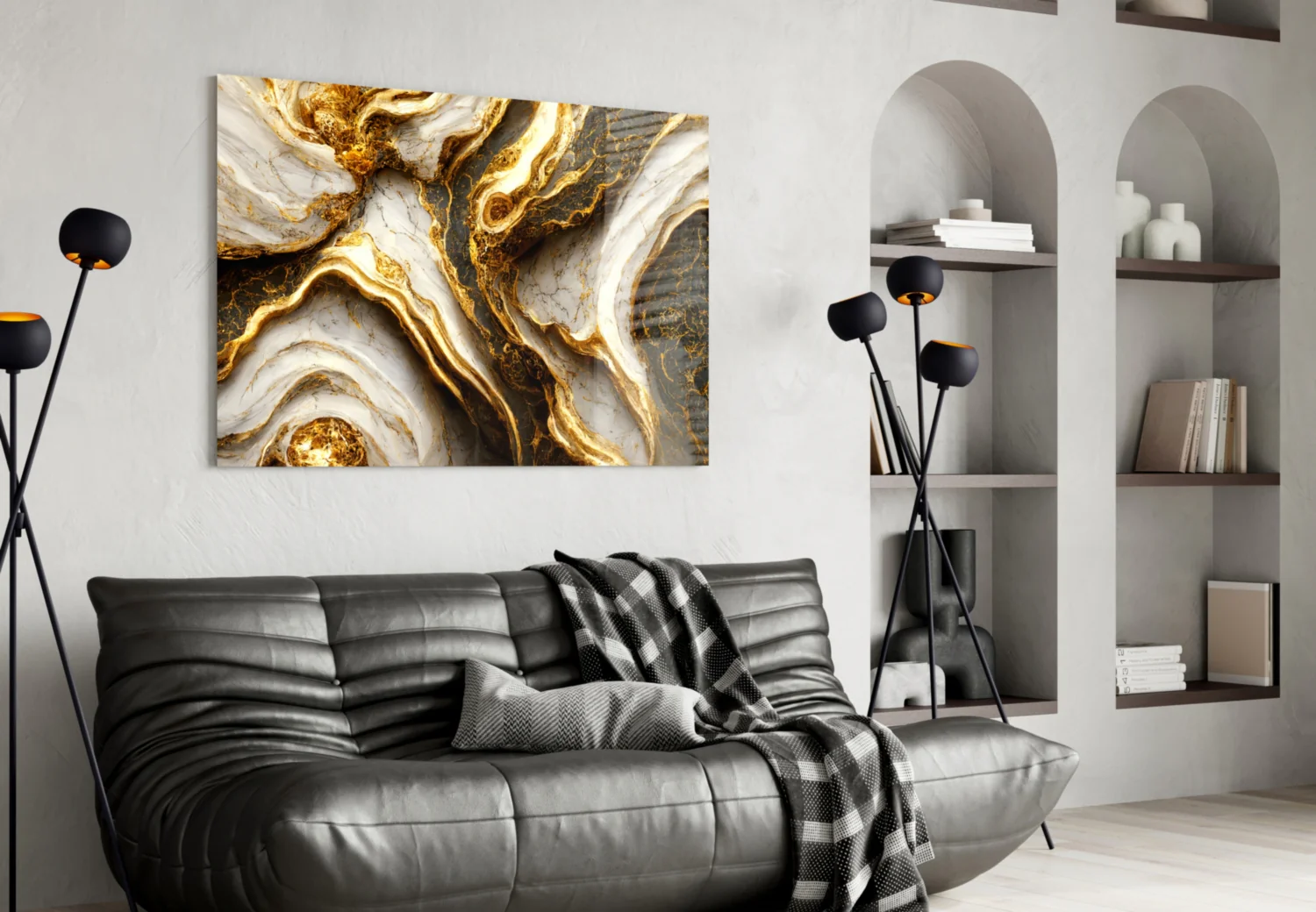 Elegant Gold Veins Marble Glass Wall Art - Image 4
