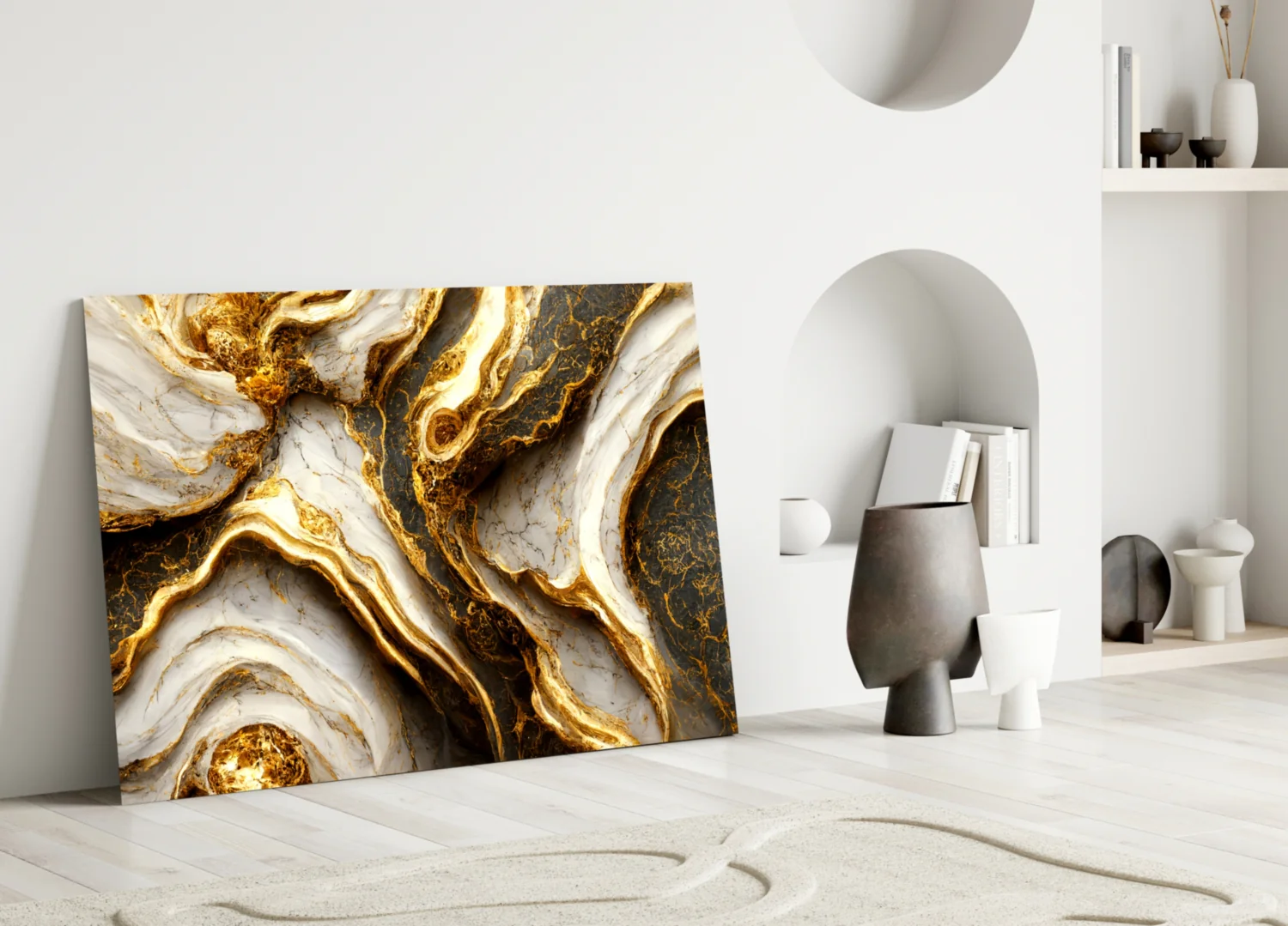 Elegant Gold Veins Marble Glass Wall Art - Image 5