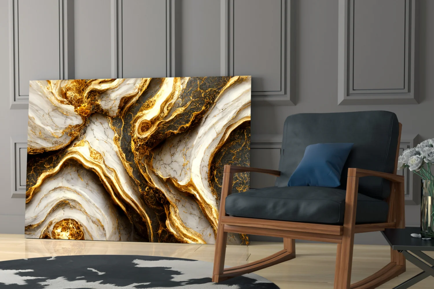 Elegant Gold Veins Marble Glass Wall Art - Image 7