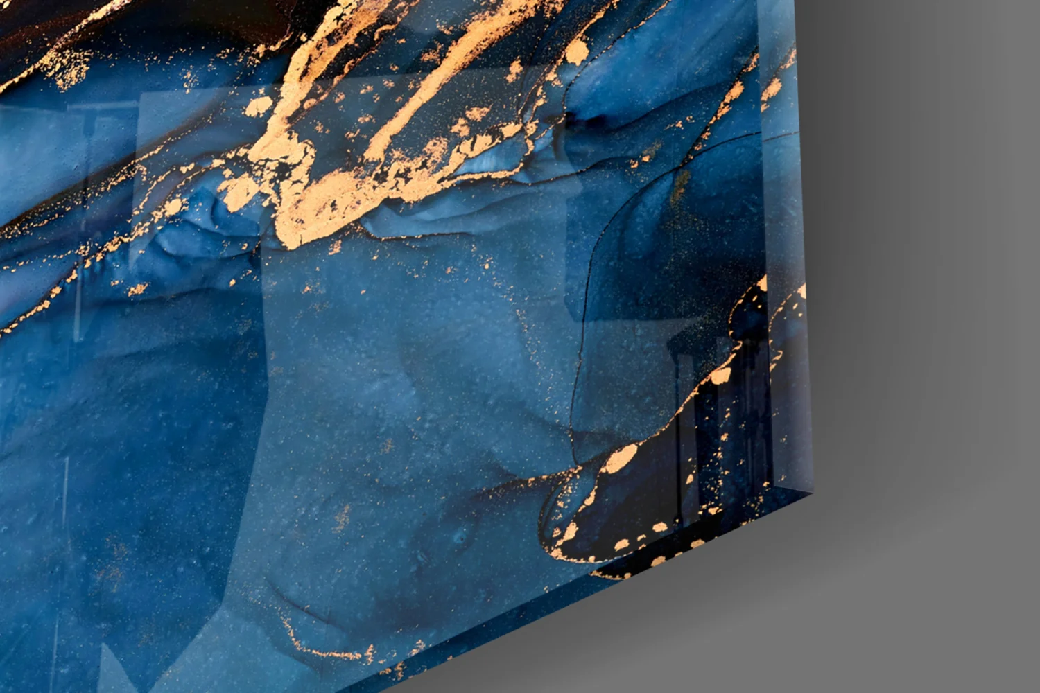 Elegant Navy Blue Abstract Glass Wall Art - Image 3