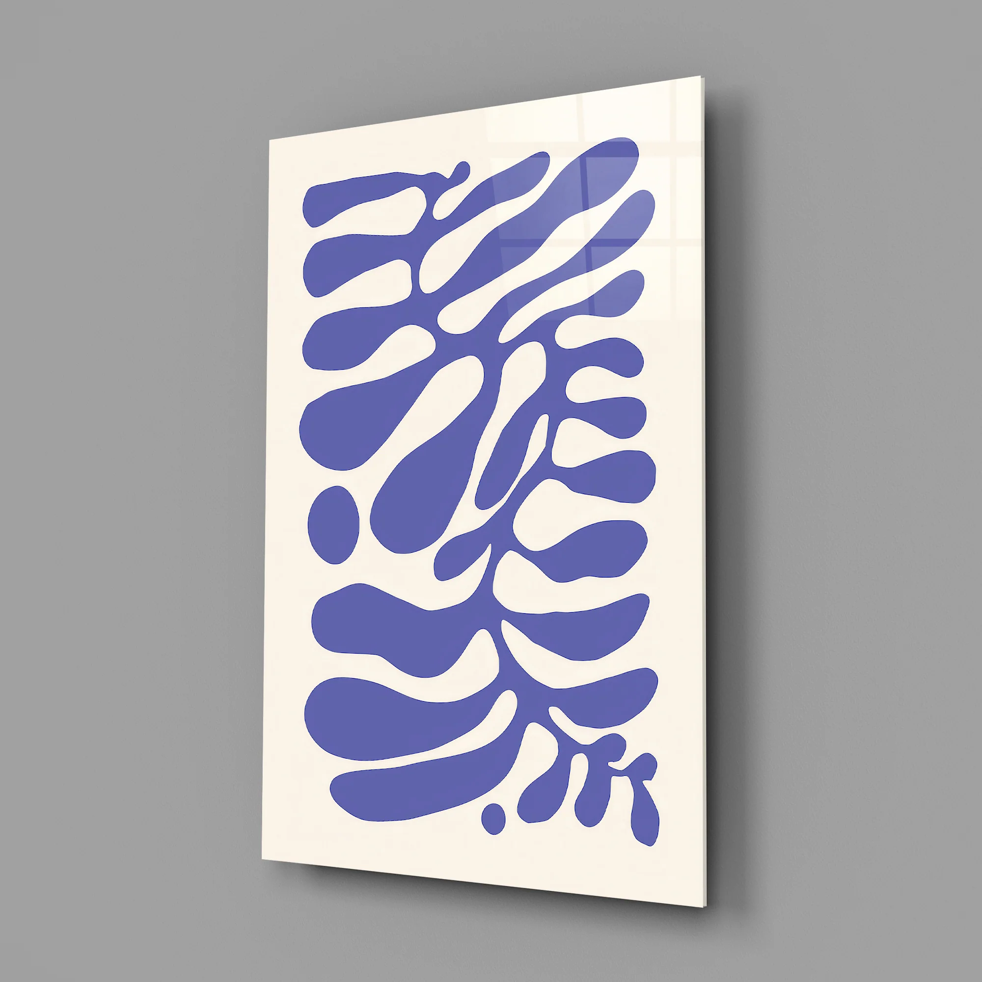 Elegant Navy Blue Abstract Swirls Glass Wall Art - Image 3