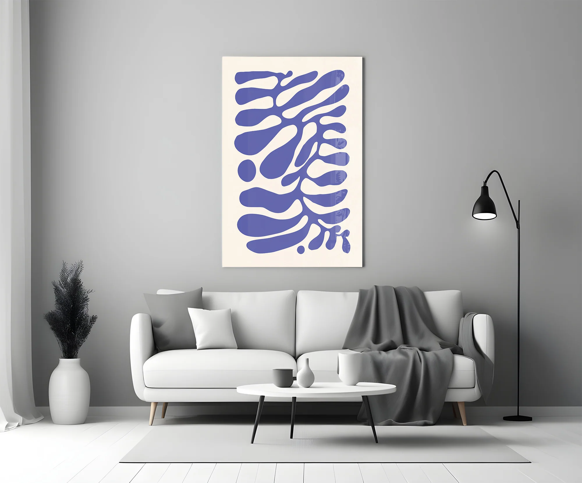 Elegant Navy Blue Abstract Swirls Glass Wall Art - Image 6