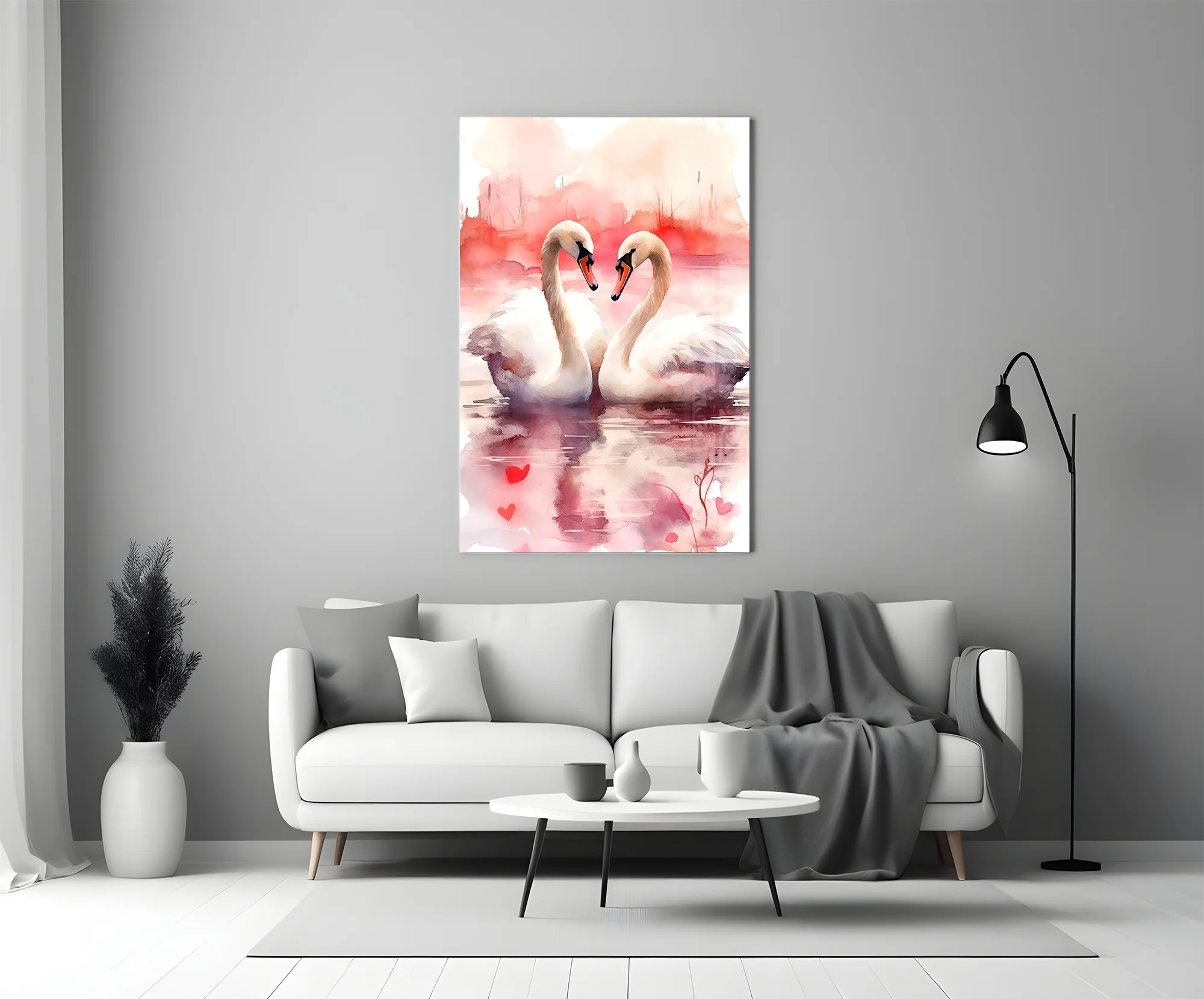 Elegant Swans in Love Glass Wall Art - Image 5