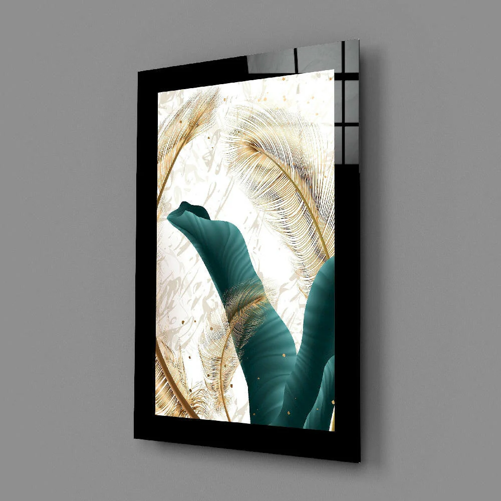 Emerald Leaf Glass Wall Art - Image 2