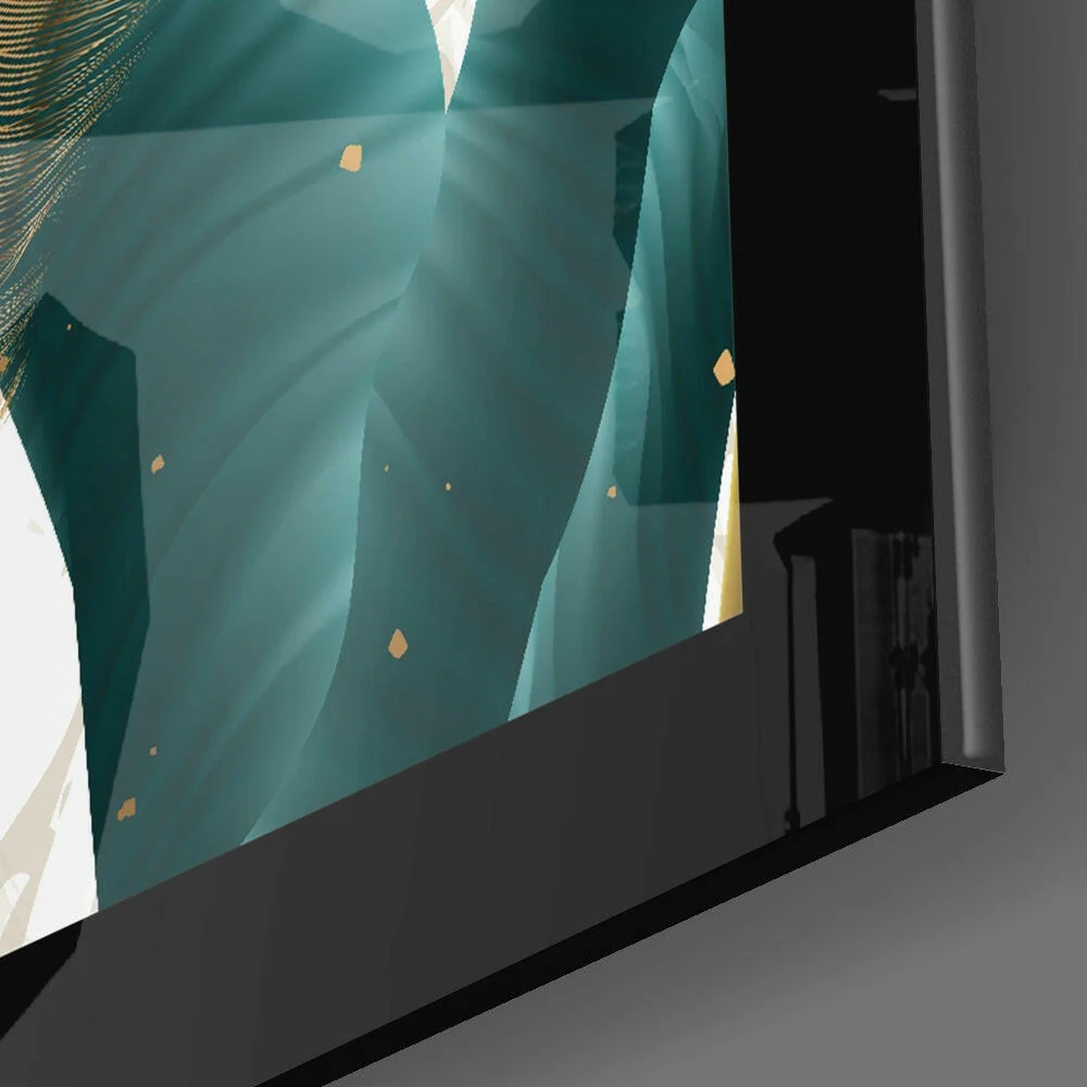 Emerald Leaf Glass Wall Art - Image 3