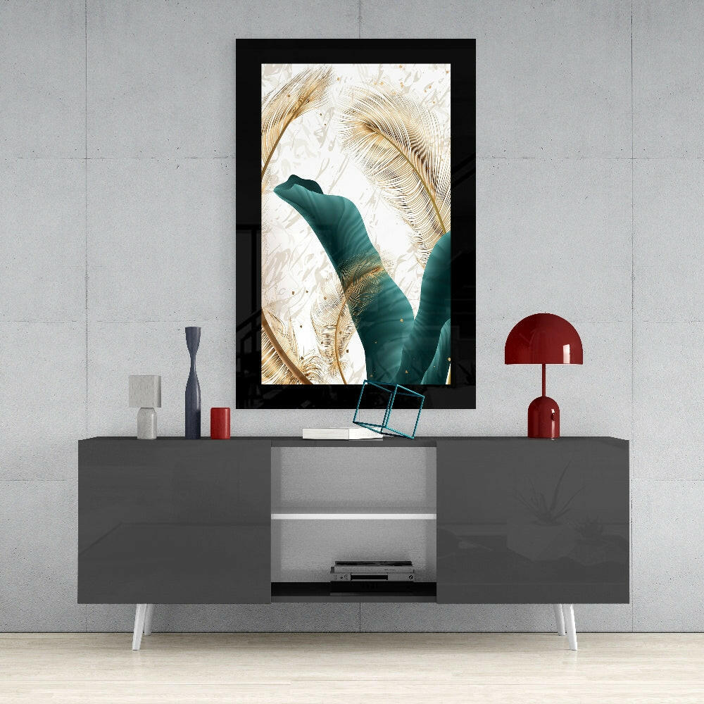 Emerald Leaf Glass Wall Art - Image 4
