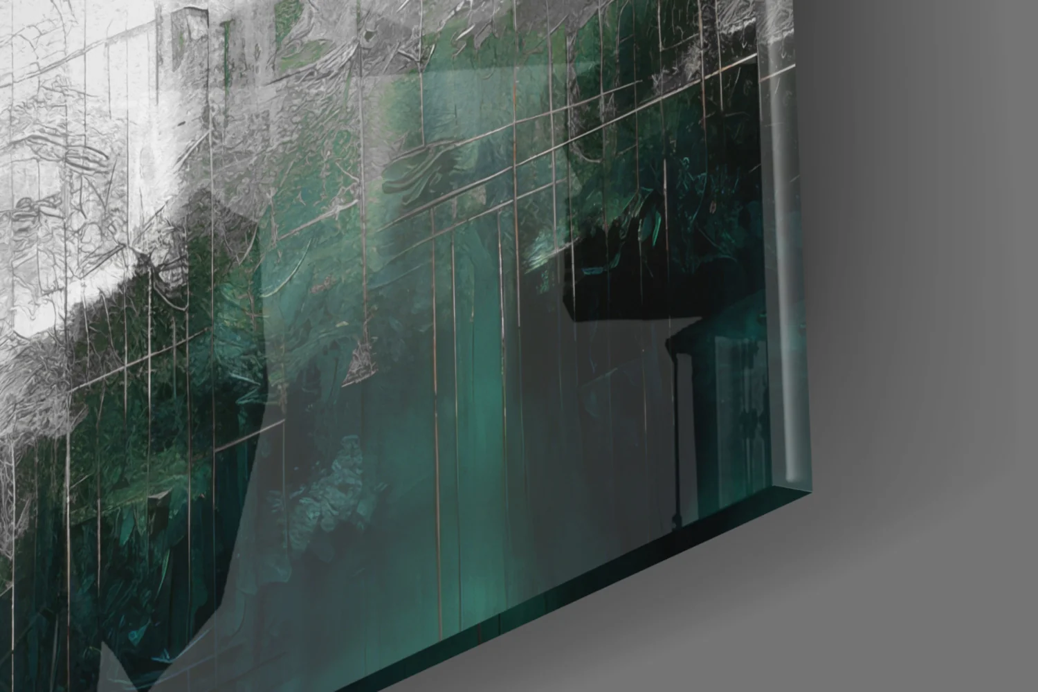 Emerald Mist Abstract Skyline Glass Wall Art - Image 7