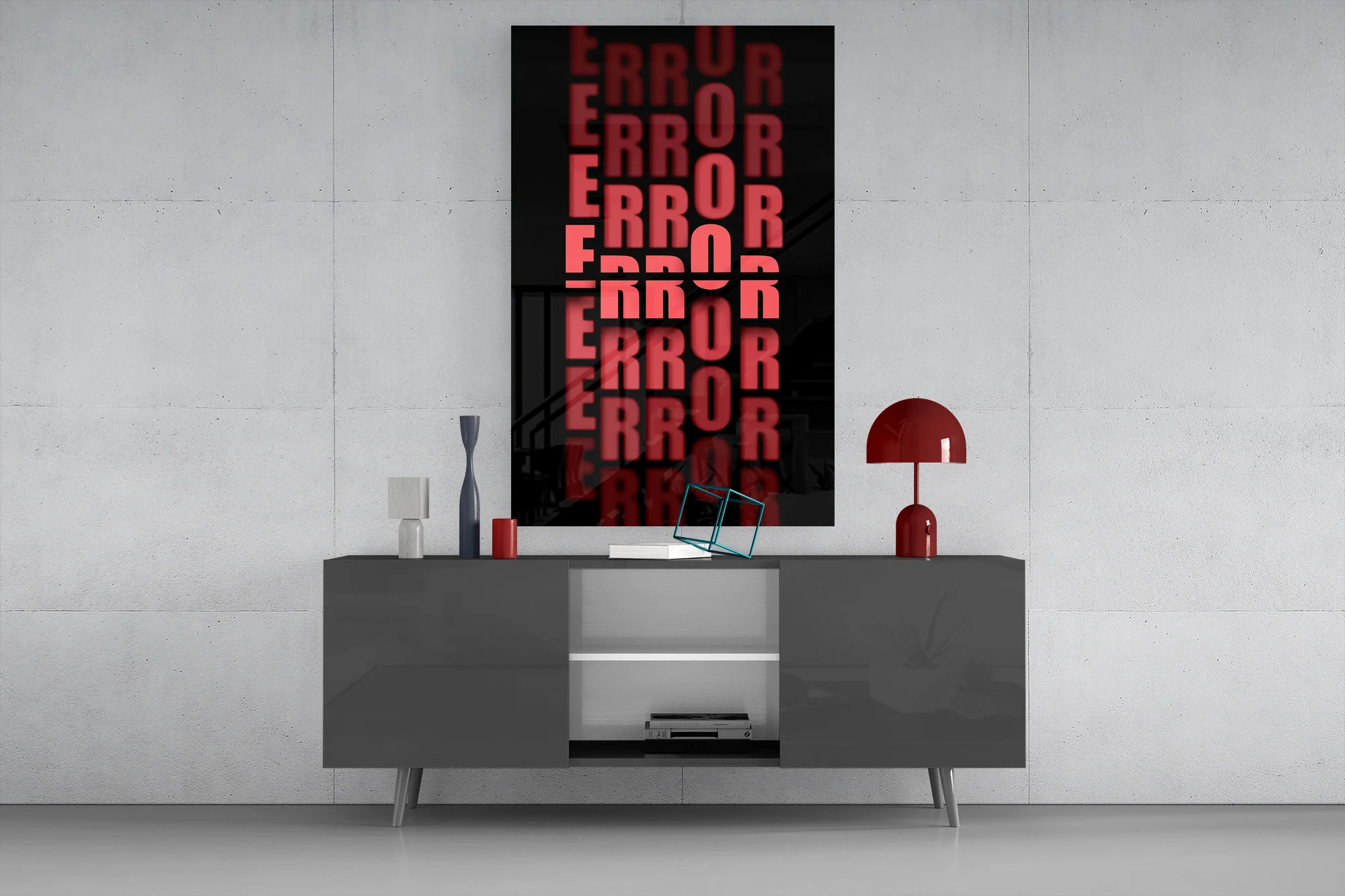 Error Red Alert Glass Wall Art - Image 9