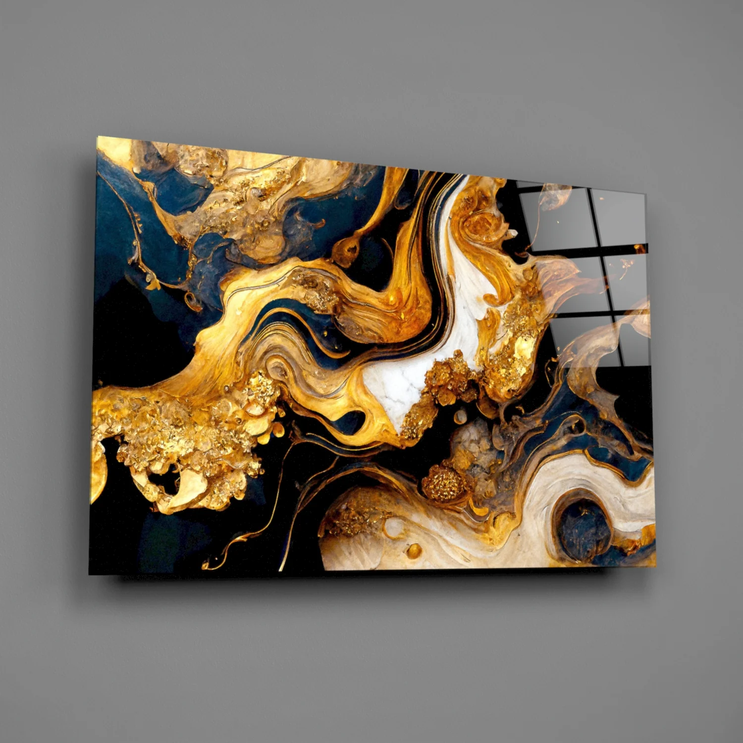 Ethereal Gold Swirls Glass Wall Art - Image 2