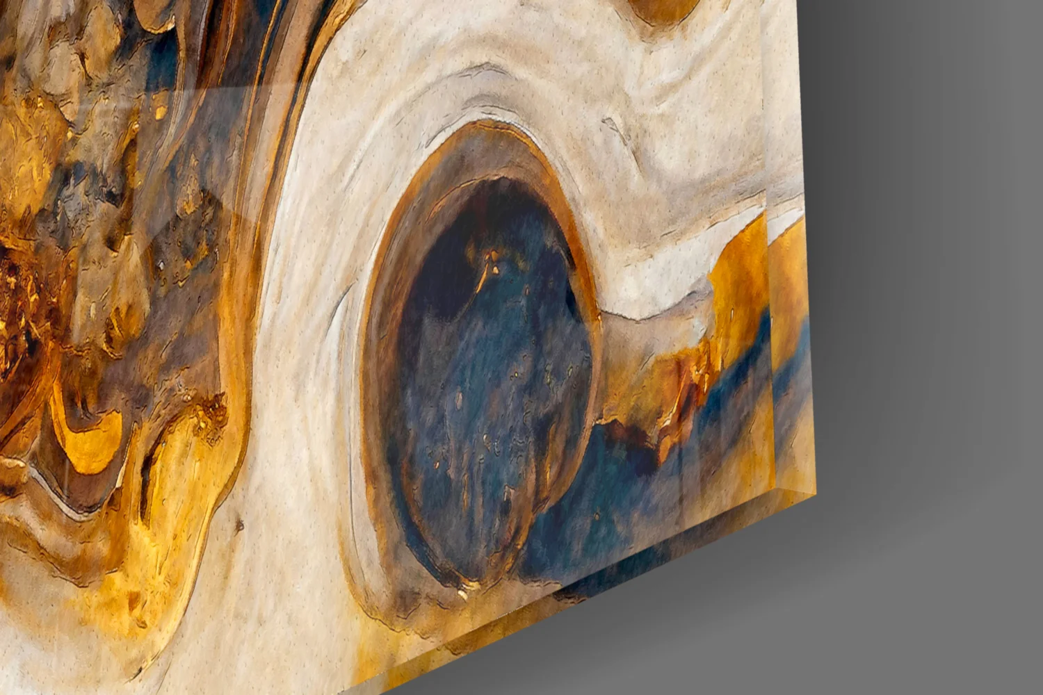 Ethereal Gold Swirls Glass Wall Art - Image 3