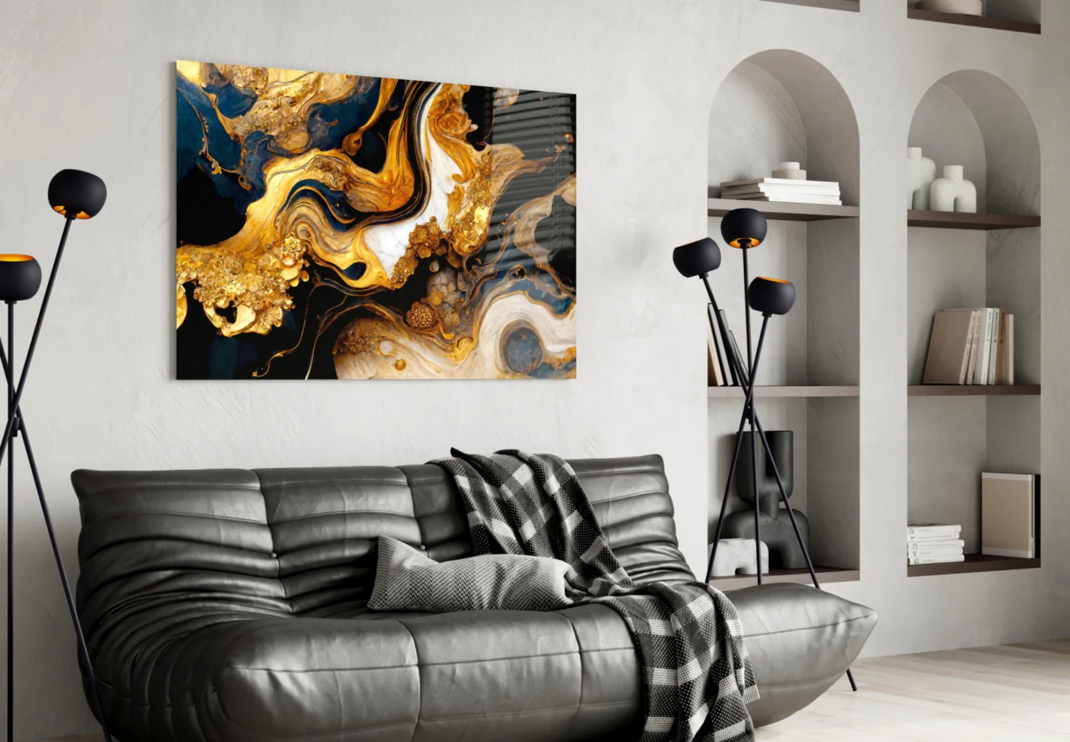 Ethereal Gold Swirls Glass Wall Art - Image 4