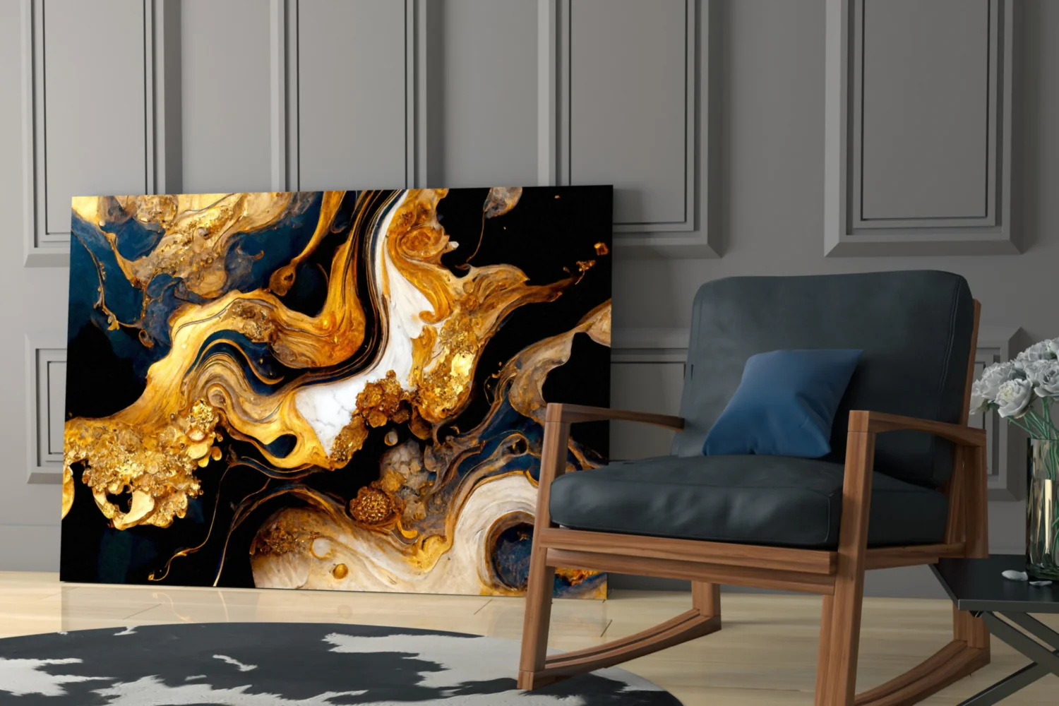 Ethereal Gold Swirls Glass Wall Art - Image 7