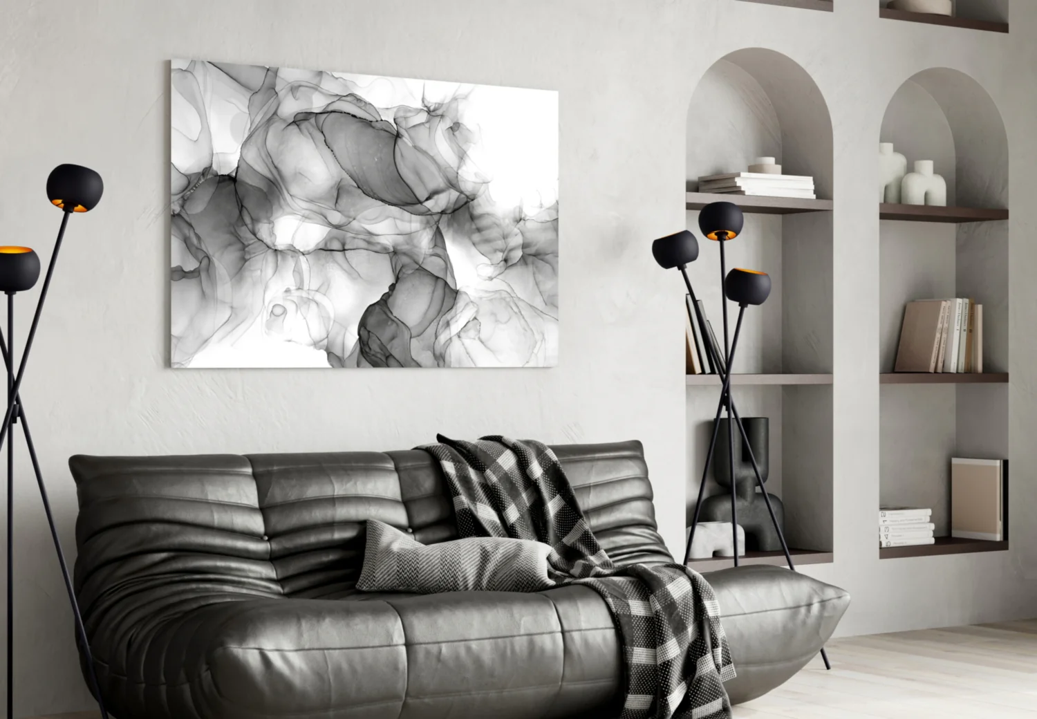 Ethereal Ink Swirls Glass Wall Art - Image 4