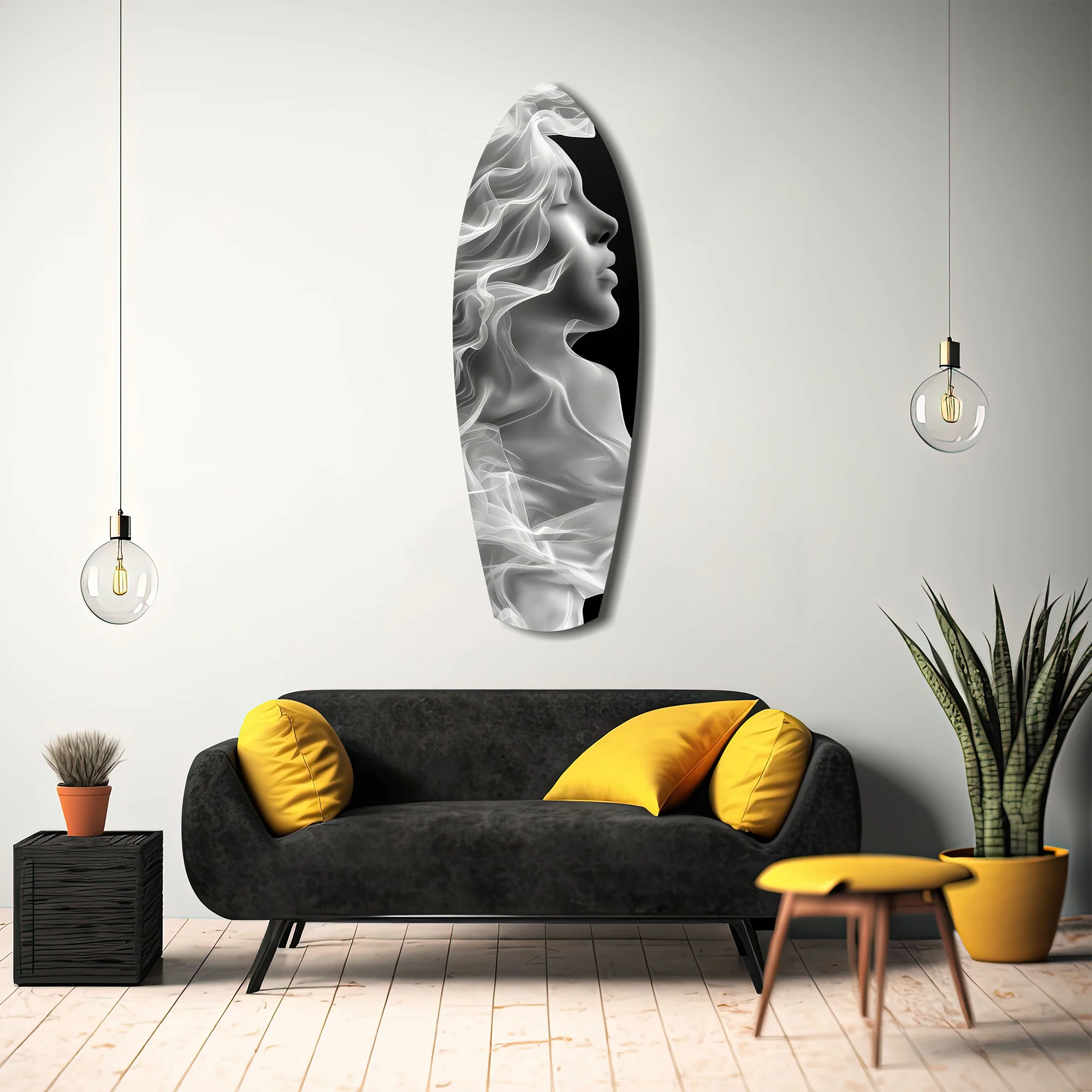 Ethereal Smoke Woman Profile Glass Wall Art - Image 12