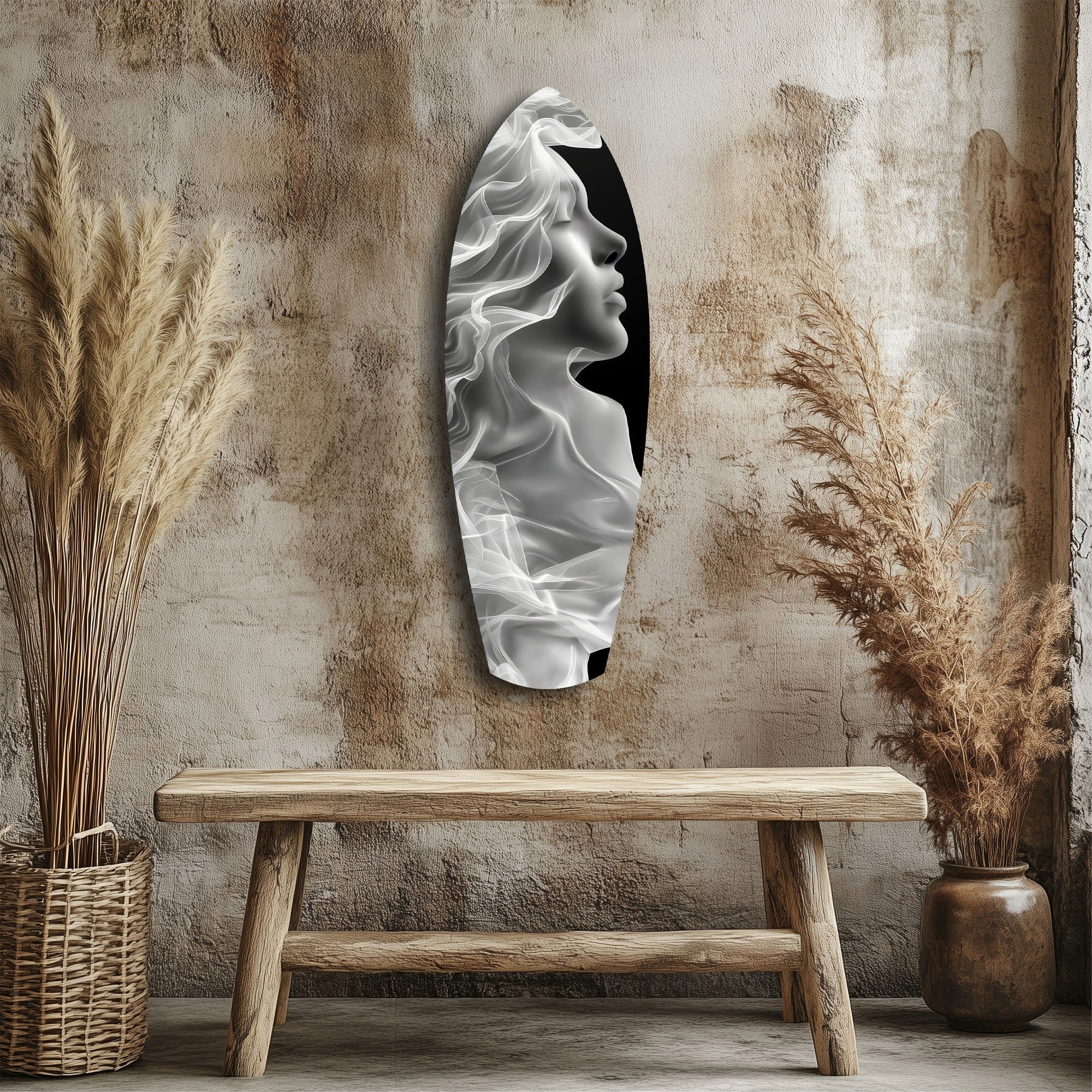 Ethereal Smoke Woman Profile Glass Wall Art - Image 3
