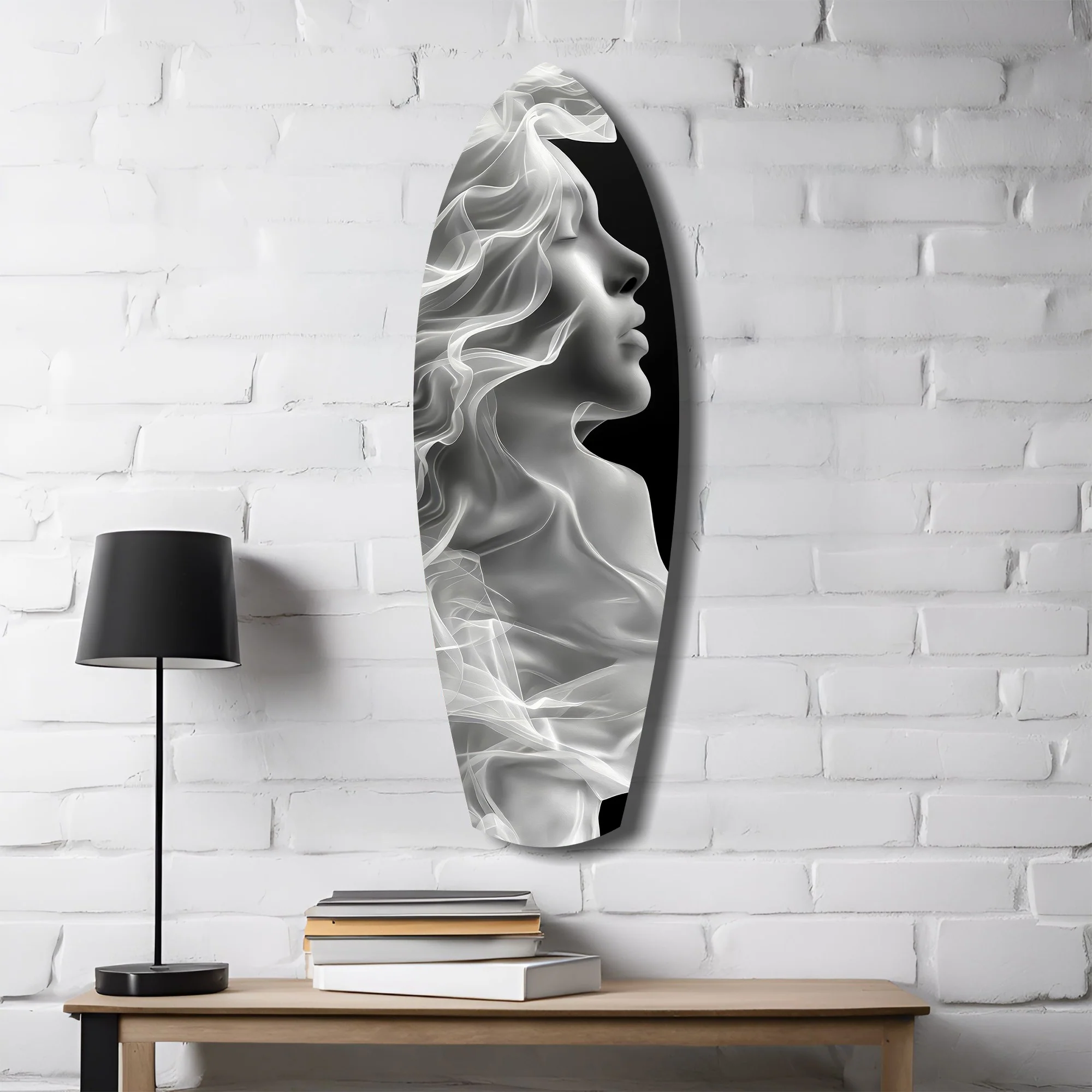 Ethereal Smoke Woman Profile Glass Wall Art - Image 4