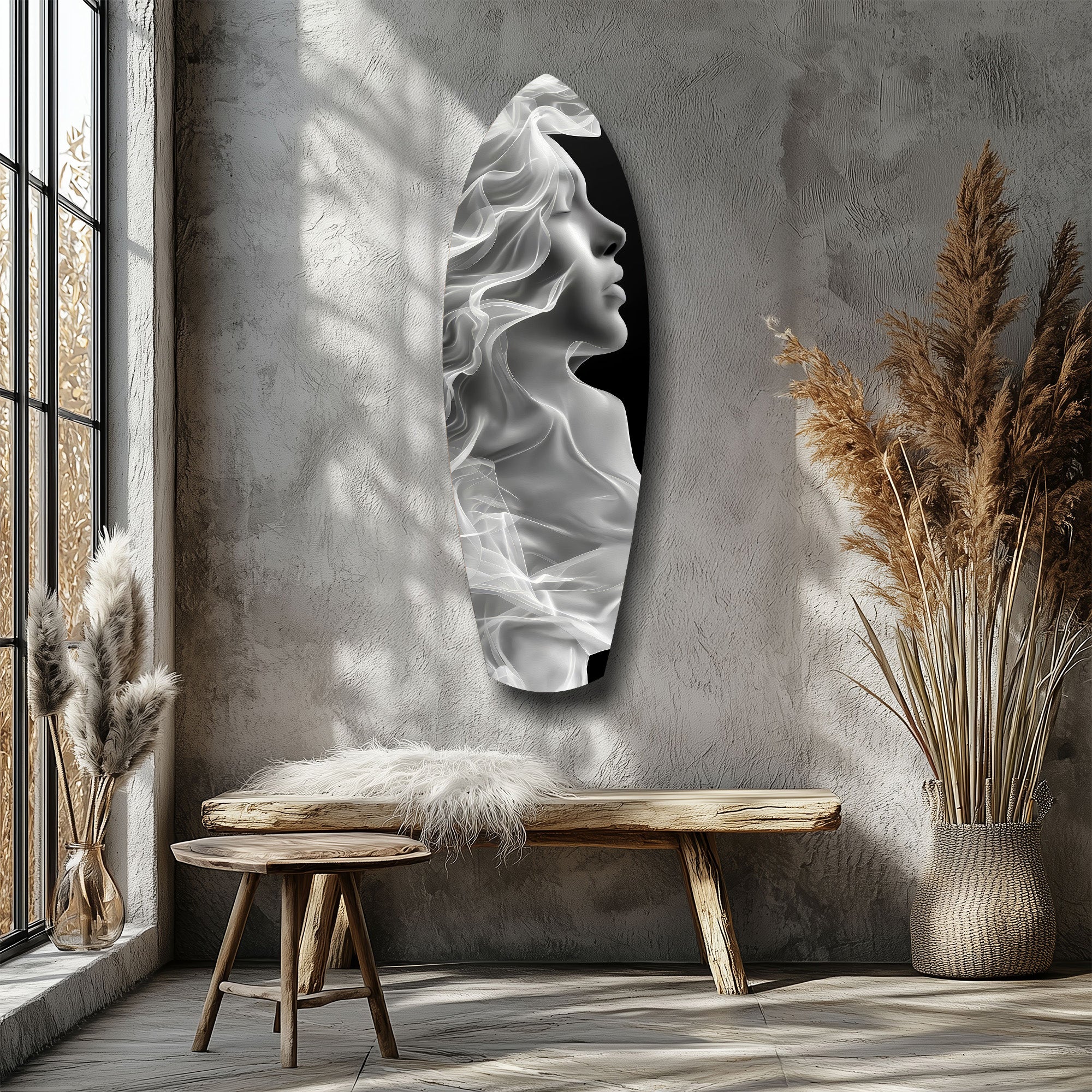 Ethereal Smoke Woman Profile Glass Wall Art - Image 8