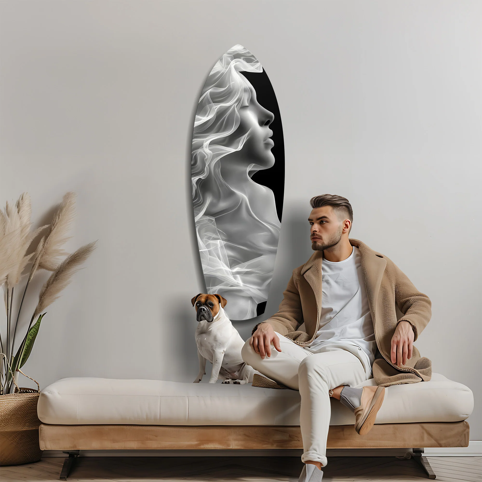 Ethereal Smoke Woman Profile Glass Wall Art - Image 9