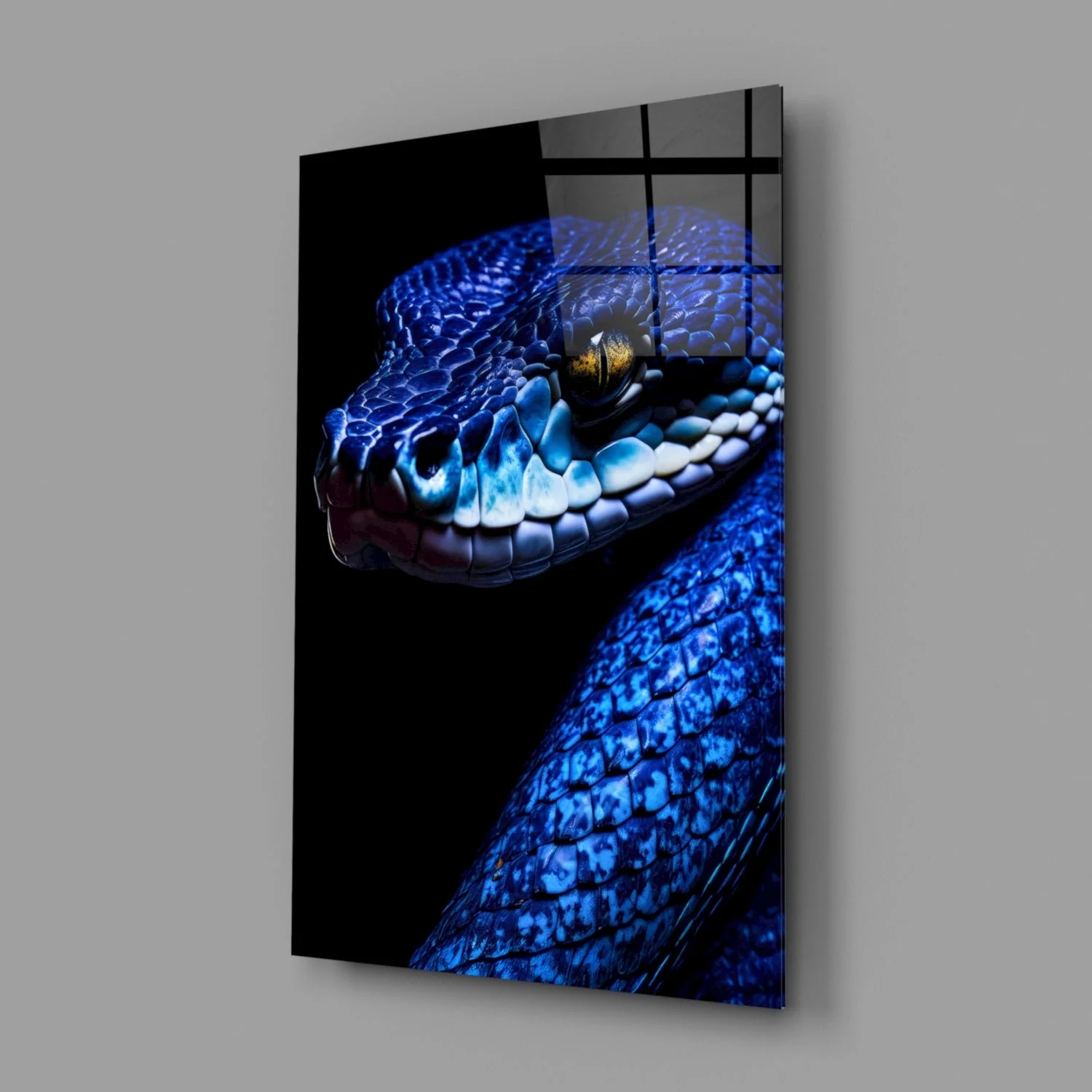 Eyes of the Blue Viper Glass Wall Art || Designer Collection - Image 3