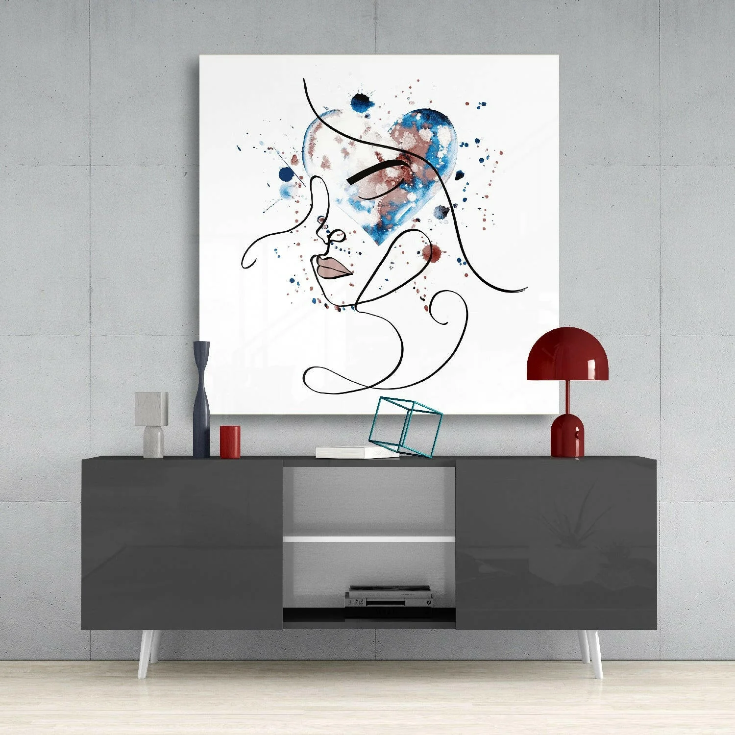 Face of Lines Glass Wall Art - Image 4