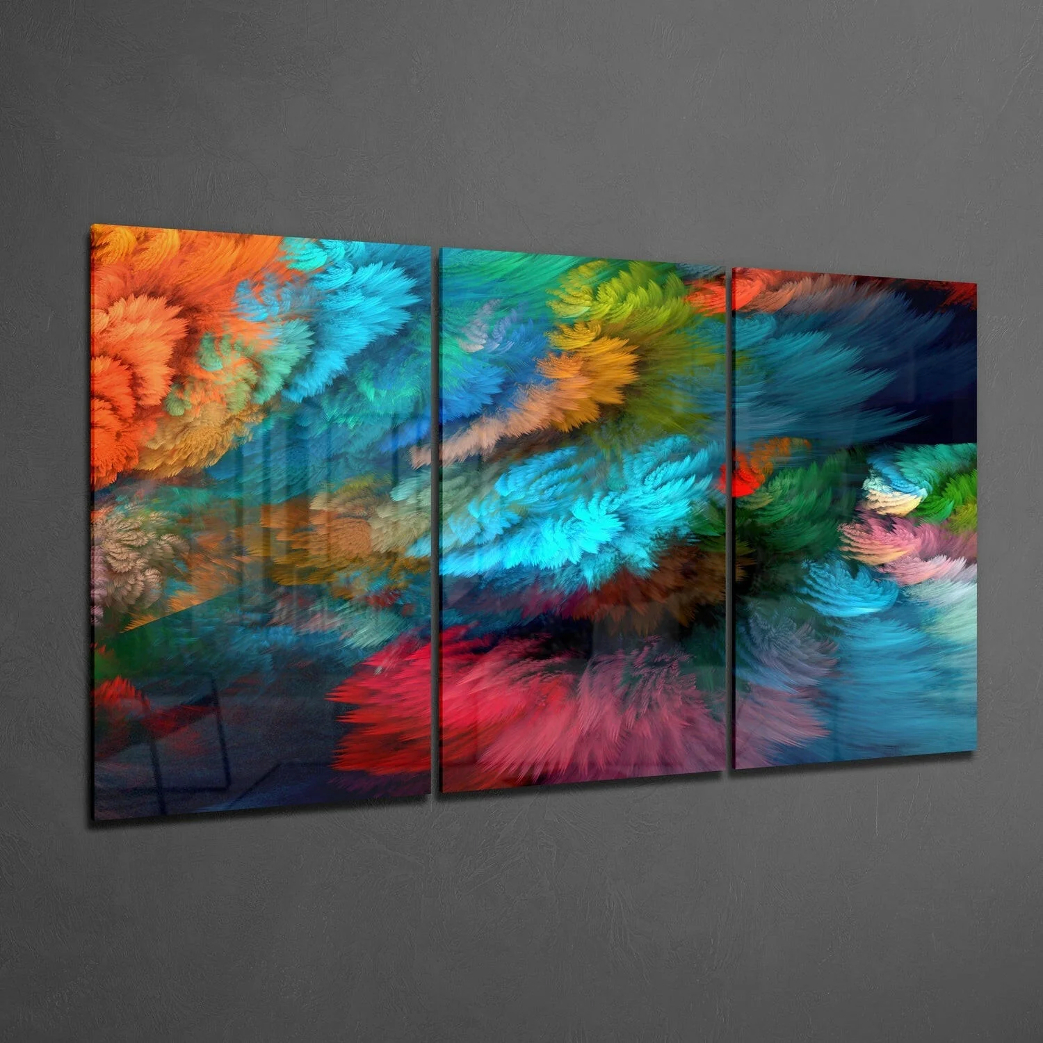 Feathered Color Clouds Glass Wall Art - Image 2