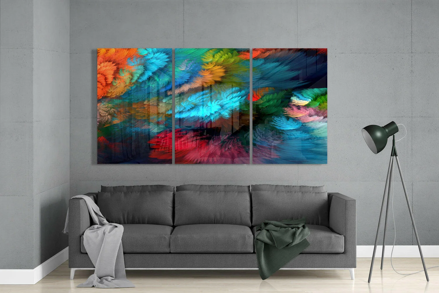 Feathered Color Clouds Glass Wall Art - Image 3