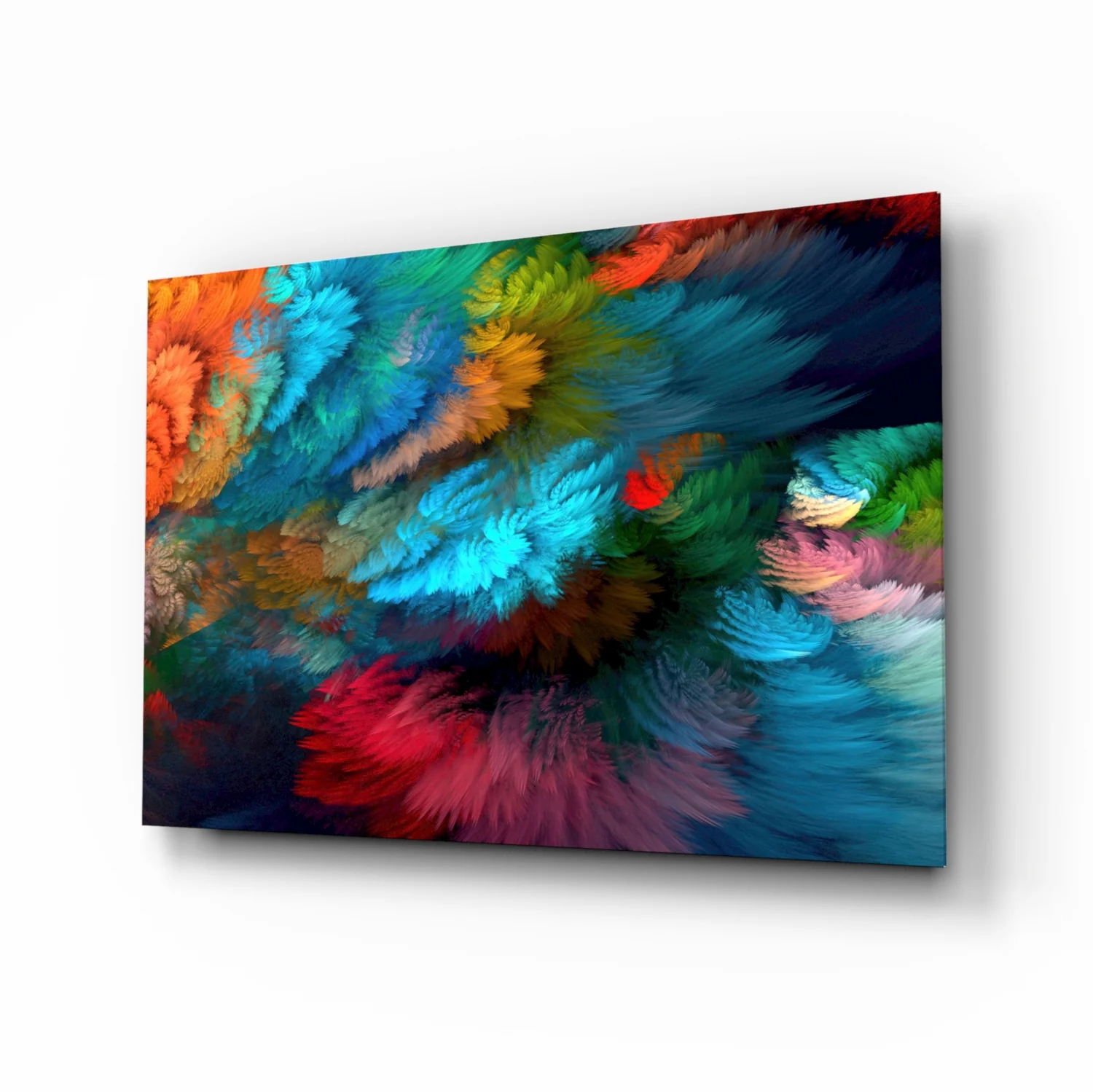 Feathered Rainbow Burst Glass Wall Art - Image 2