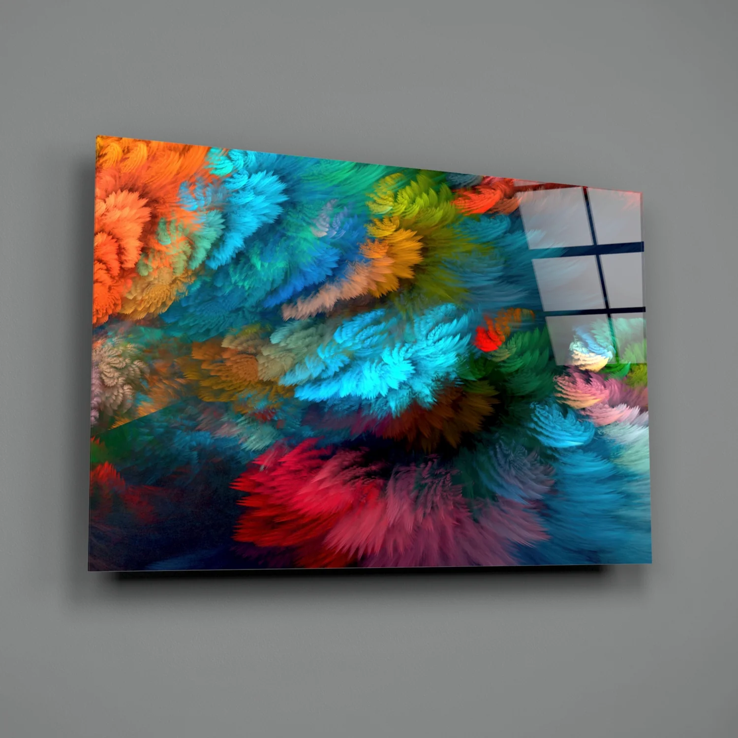 Feathered Rainbow Burst Glass Wall Art - Image 3