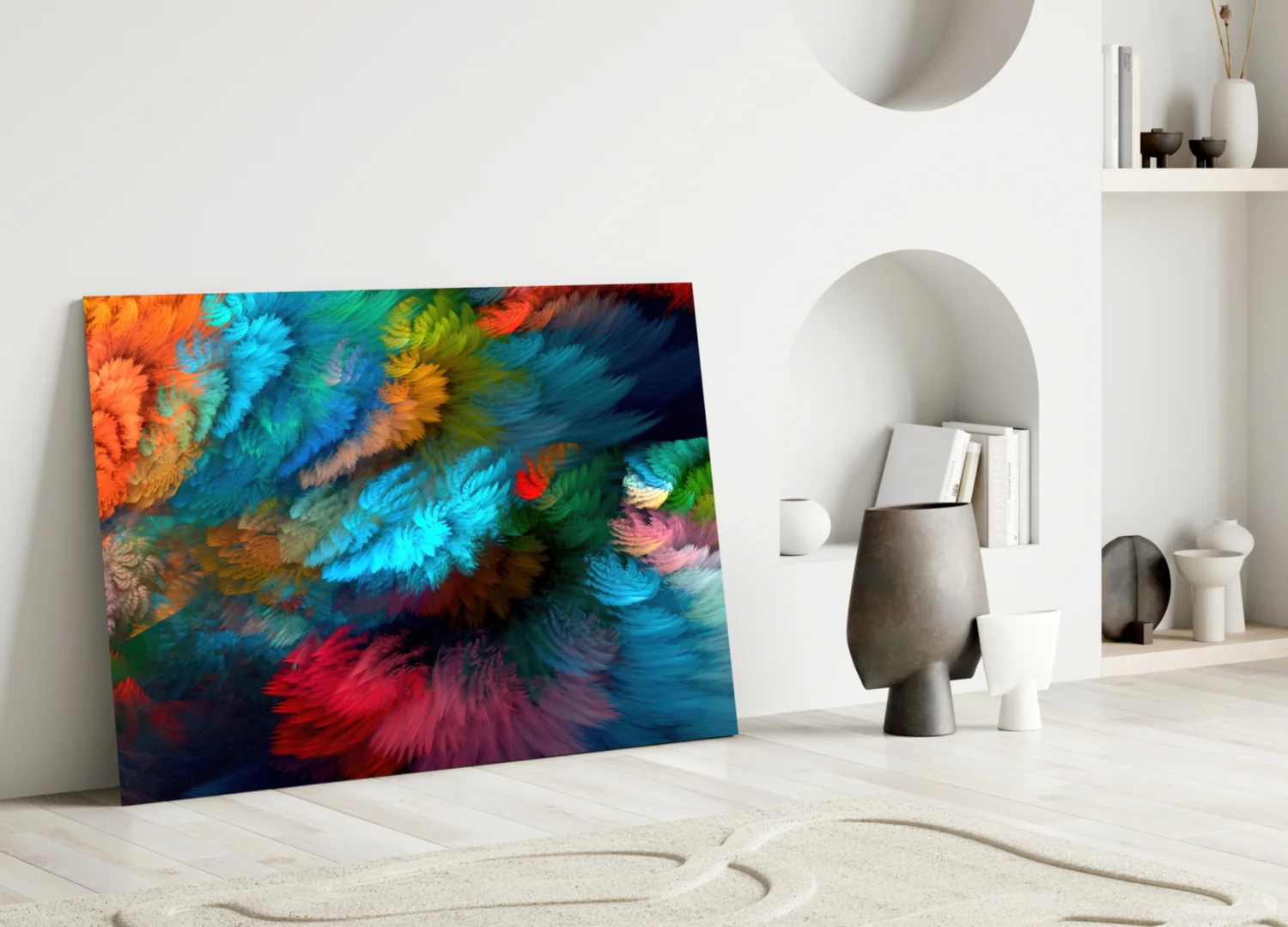 Feathered Rainbow Burst Glass Wall Art - Image 4