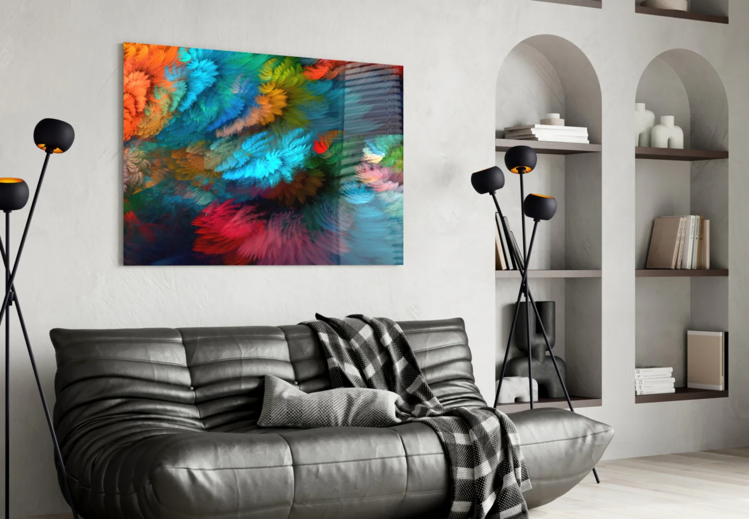 Feathered Rainbow Burst Glass Wall Art - Image 5