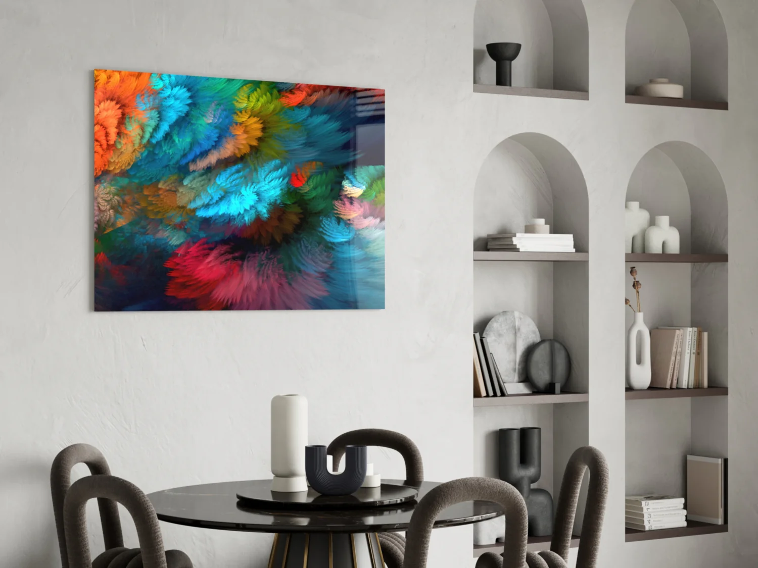 Feathered Rainbow Burst Glass Wall Art - Image 6