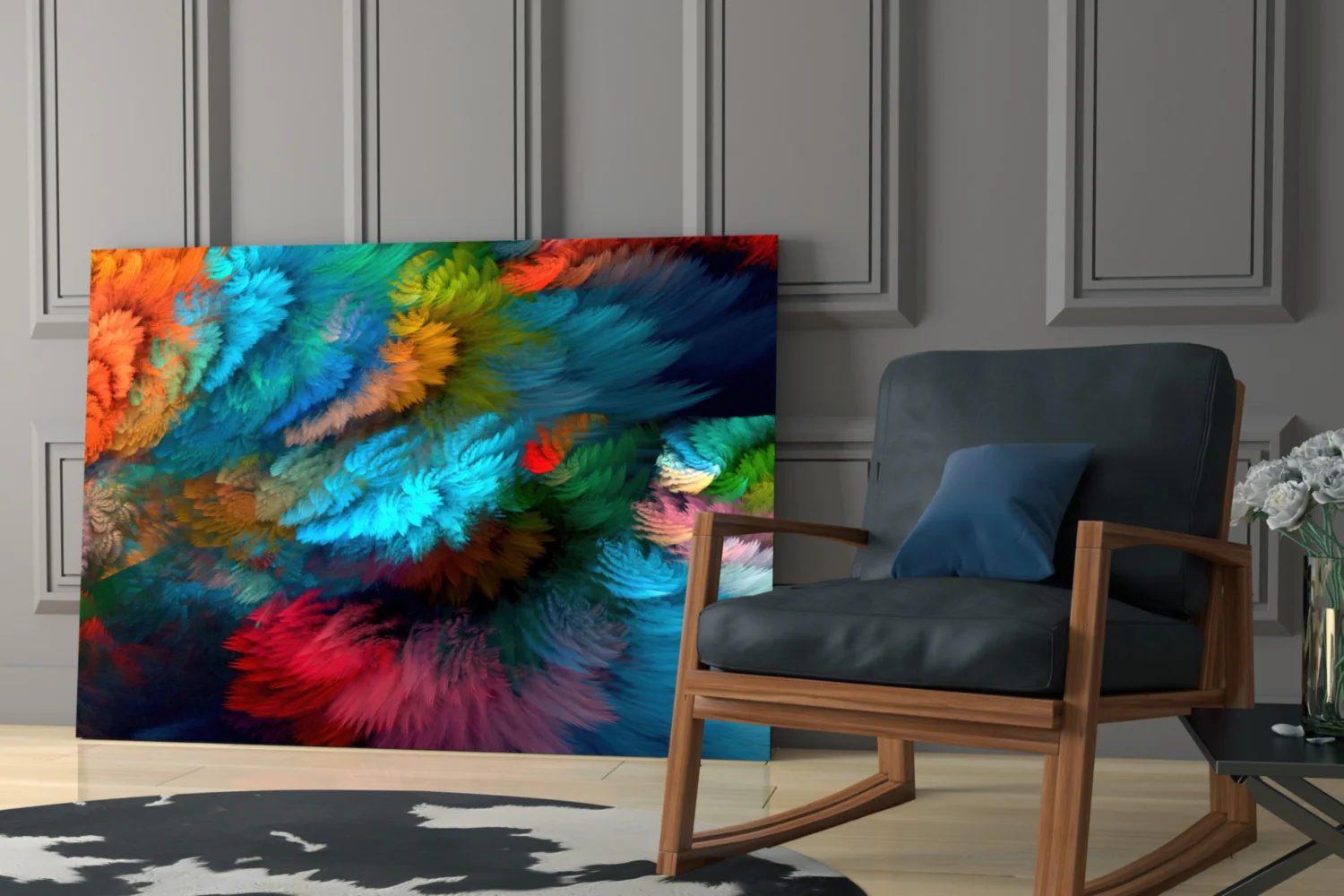 Feathered Rainbow Burst Glass Wall Art - Image 7