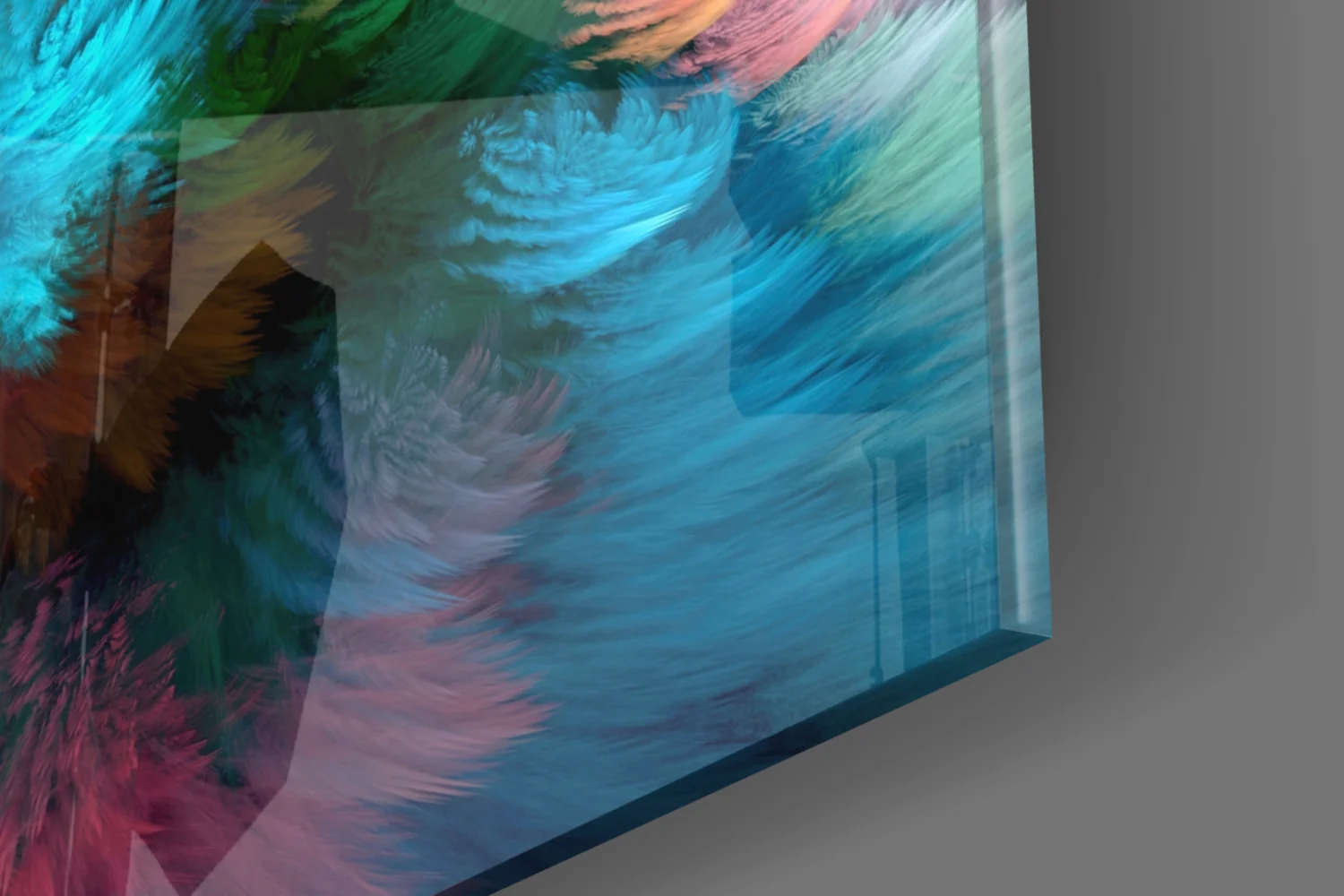 Feathered Rainbow Burst Glass Wall Art - Image 8