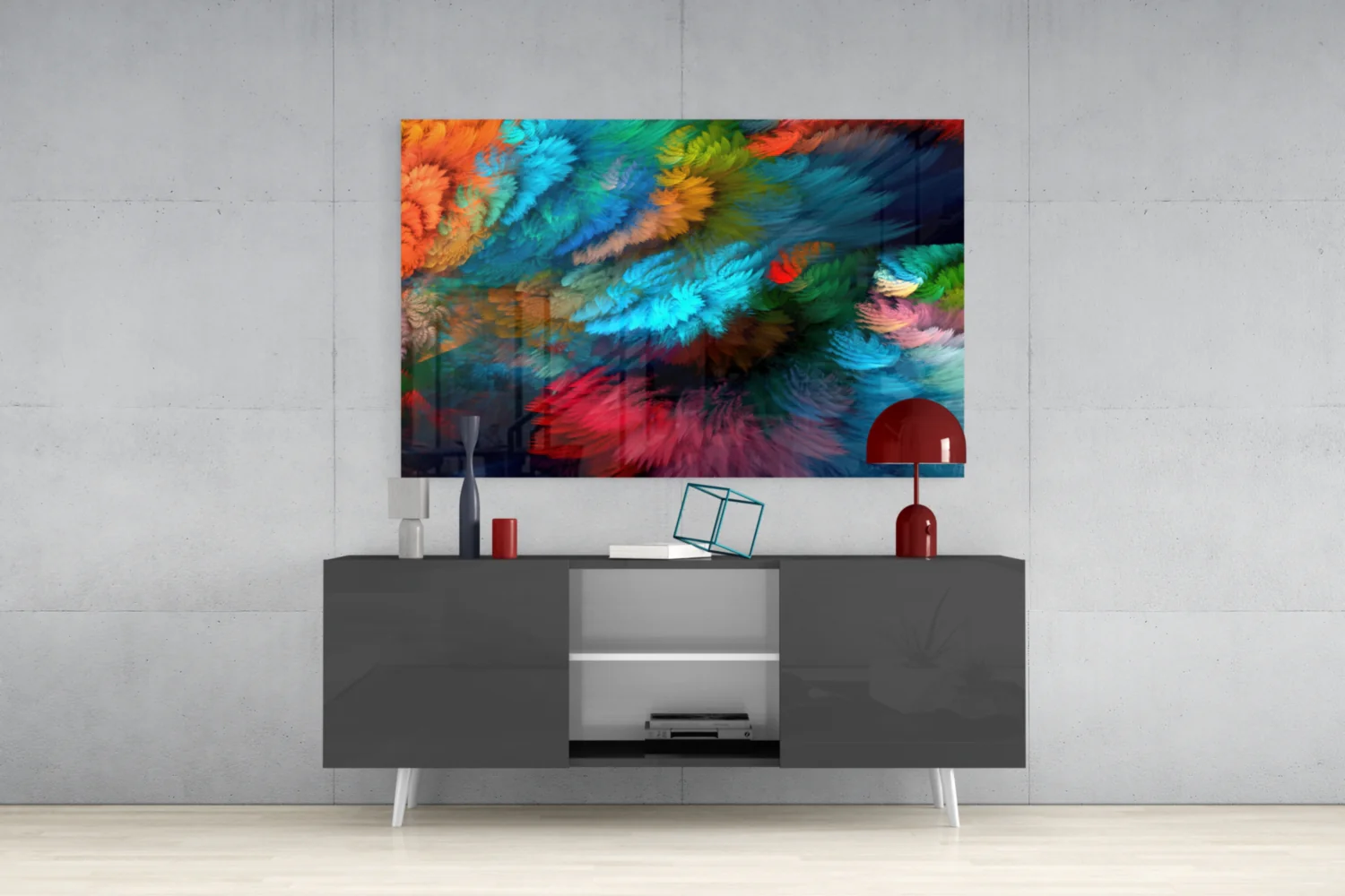 Feathered Rainbow Burst Glass Wall Art - Image 9