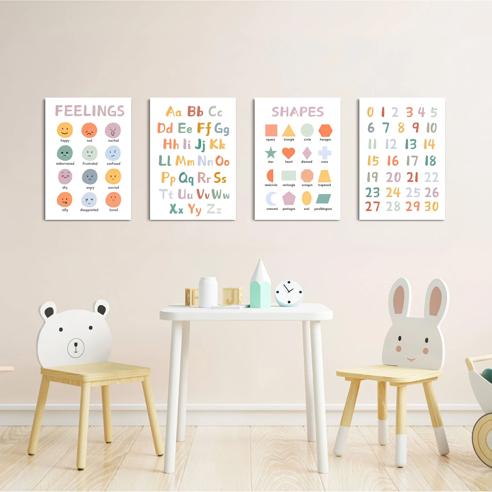 Feelings Alphabet Shapes Numbers 4 Pieces Kids Metal Wall Art - Image 5