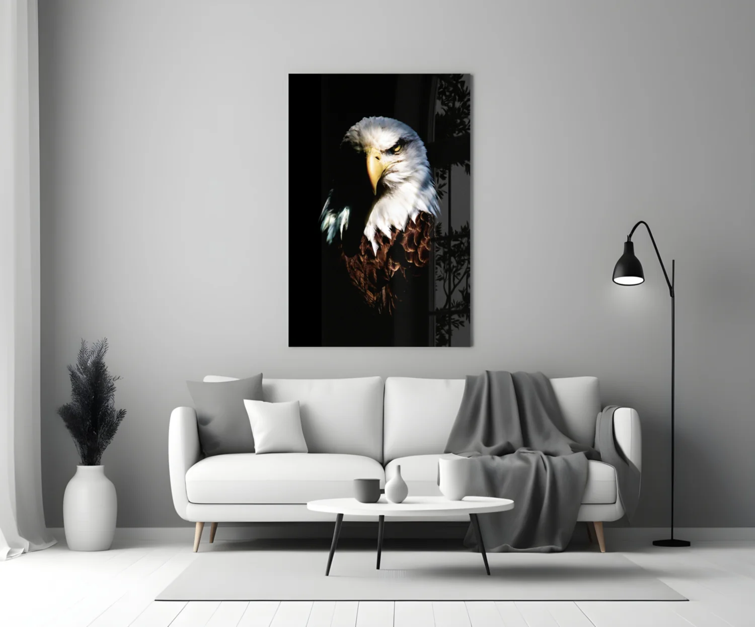 Fierce Bald Eagle Portrait Glass Wall Art - Image 3