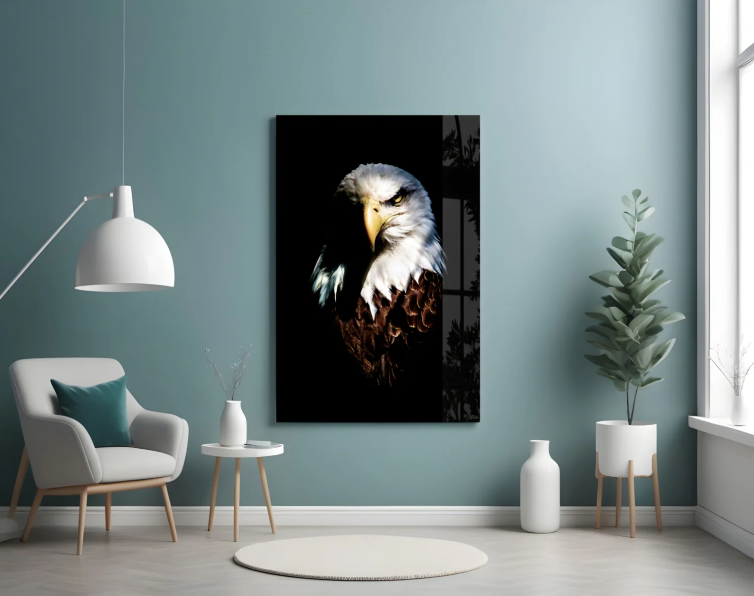 Fierce Bald Eagle Portrait Glass Wall Art - Image 4