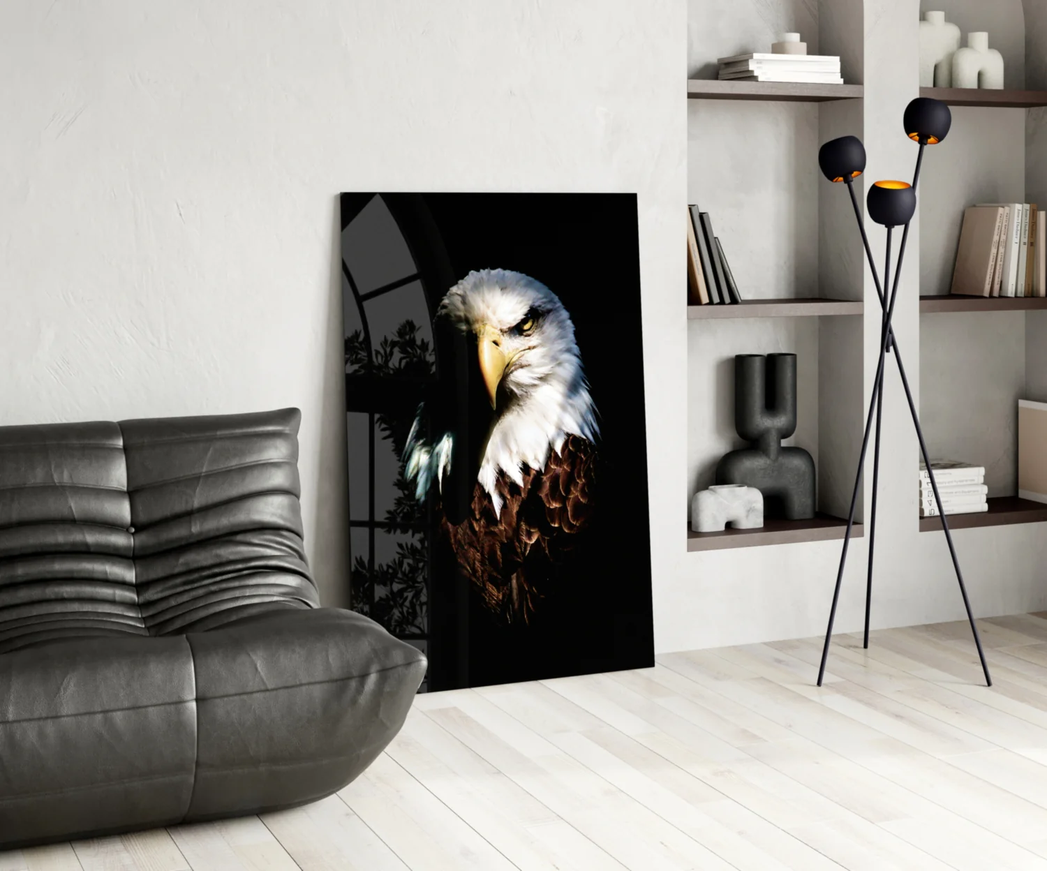 Fierce Bald Eagle Portrait Glass Wall Art - Image 5
