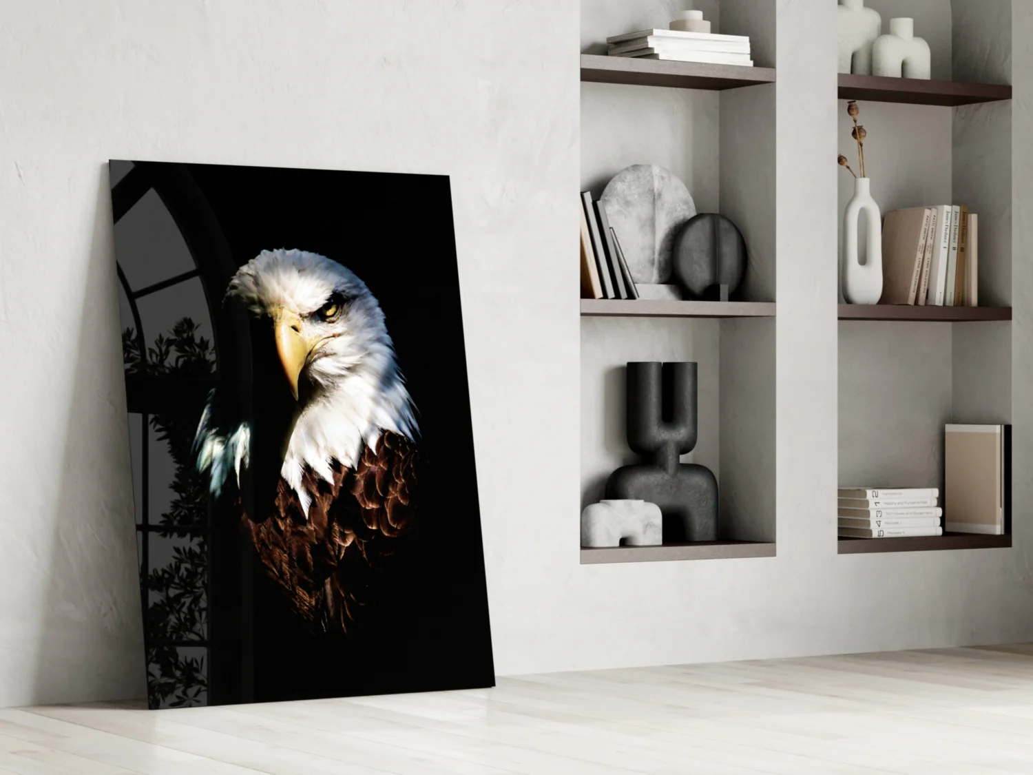 Fierce Bald Eagle Portrait Glass Wall Art - Image 6